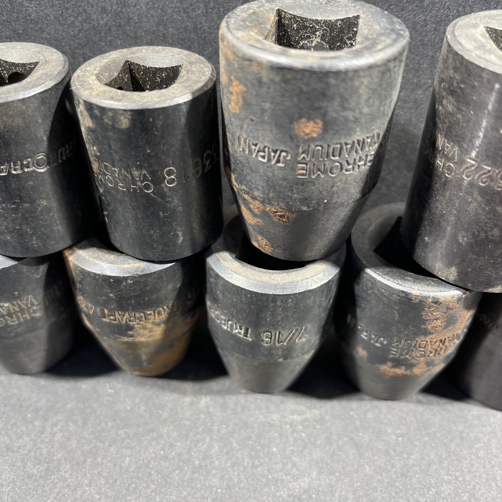 11- Truecraft Impact Sockets, 7/16” 13mm 9/16” 11/16”, 1/2 & 3/8 Drive, 6 Point