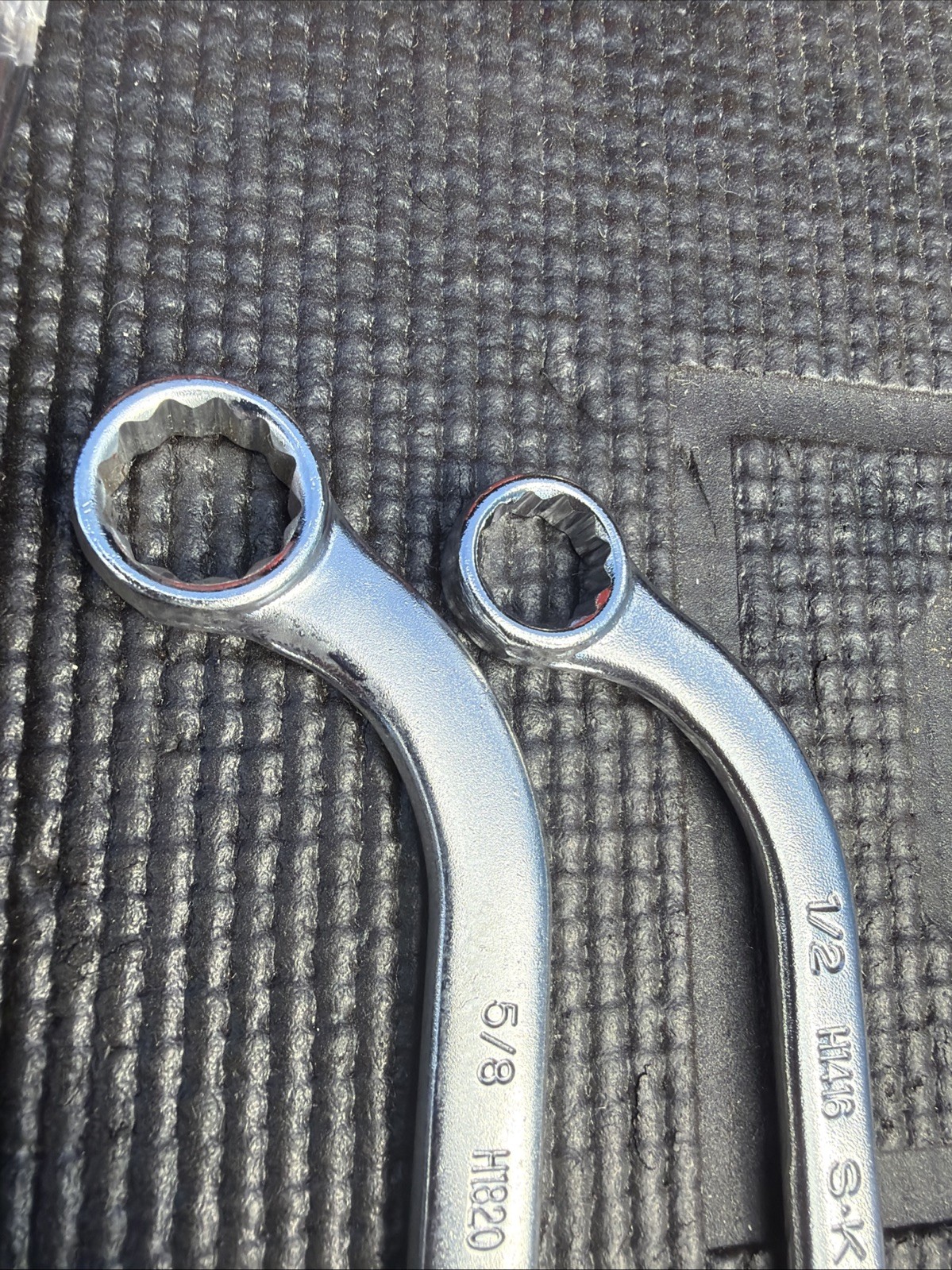 Rare SK Tools USA 2pc Obstruction Distributor Crescent Moon Wrenches H1600 H1820