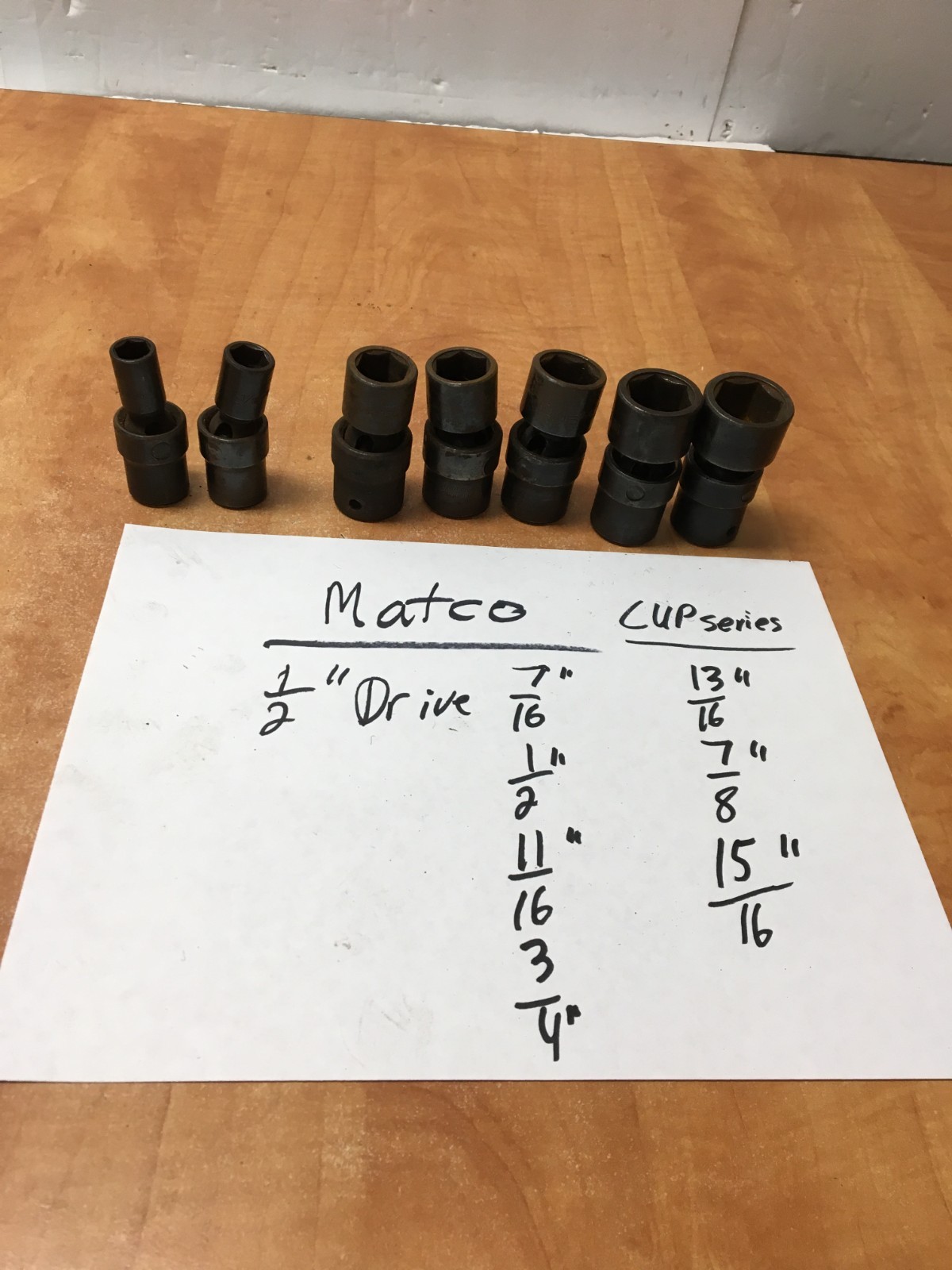Matco Tools 7 Piece 6 Point 1/2″ Drive Swivel Impact Socket Set SAE 7/16-15/16″