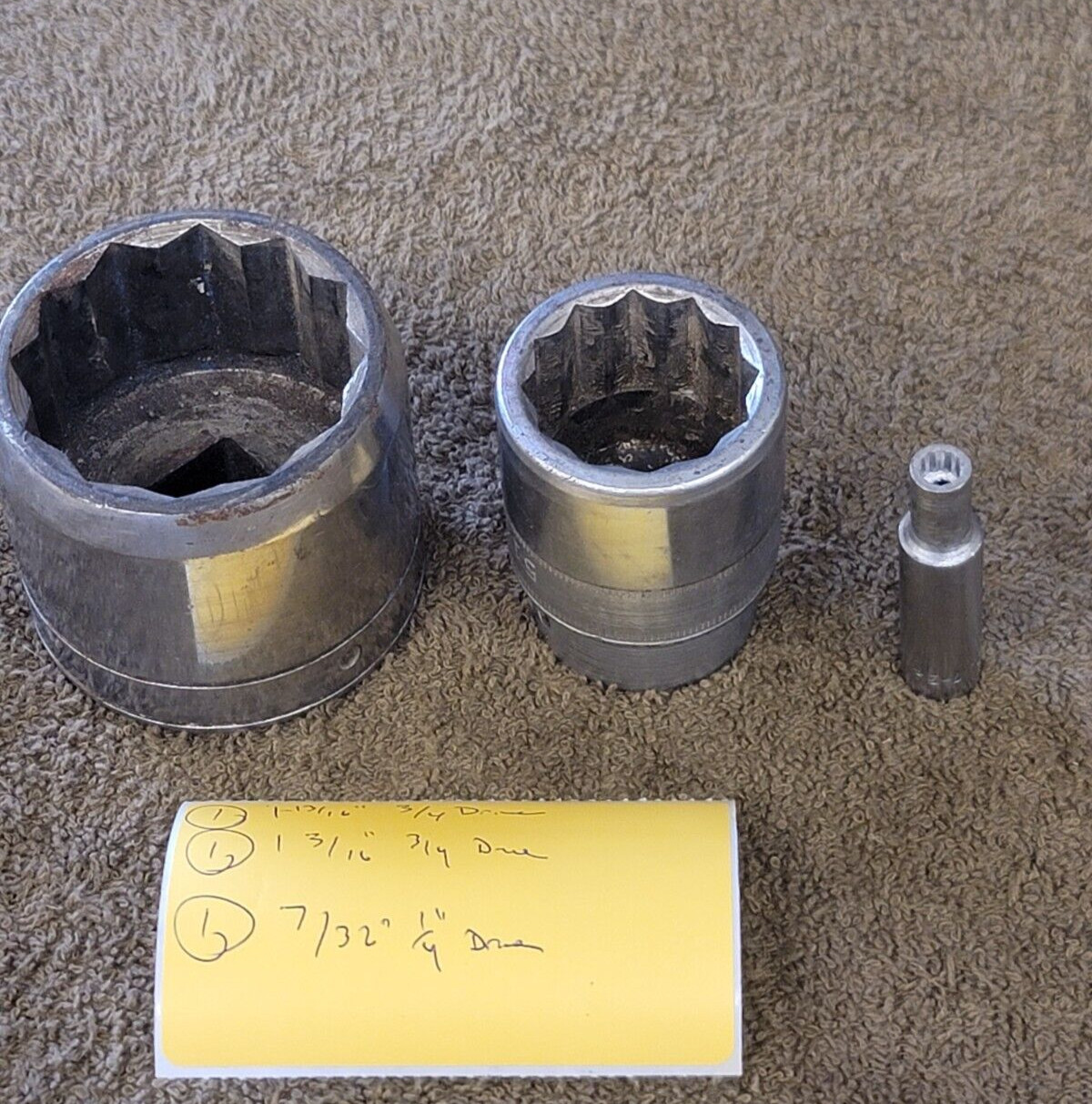 3 Walden sockets Sae 1/4″ 3/4″ Drive 1-13/16 1-3/16 7/32 12 Point 5158 5138 USA