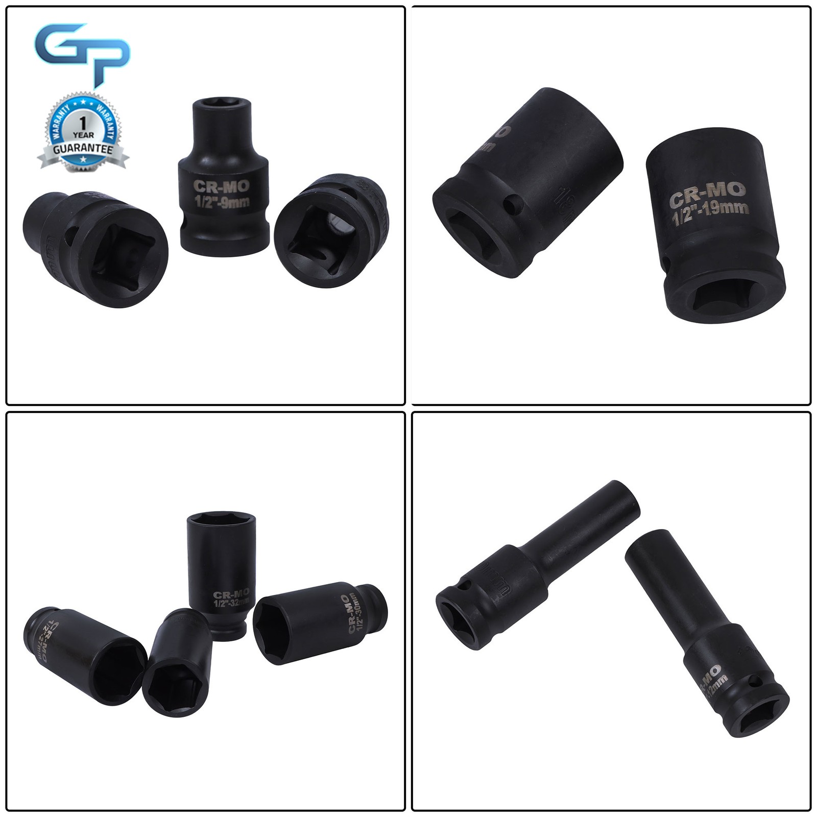 35Pcs 1/2″ Inch Deep Impact Socket Set Drive Metric Garage Sae 8mm-32mm
