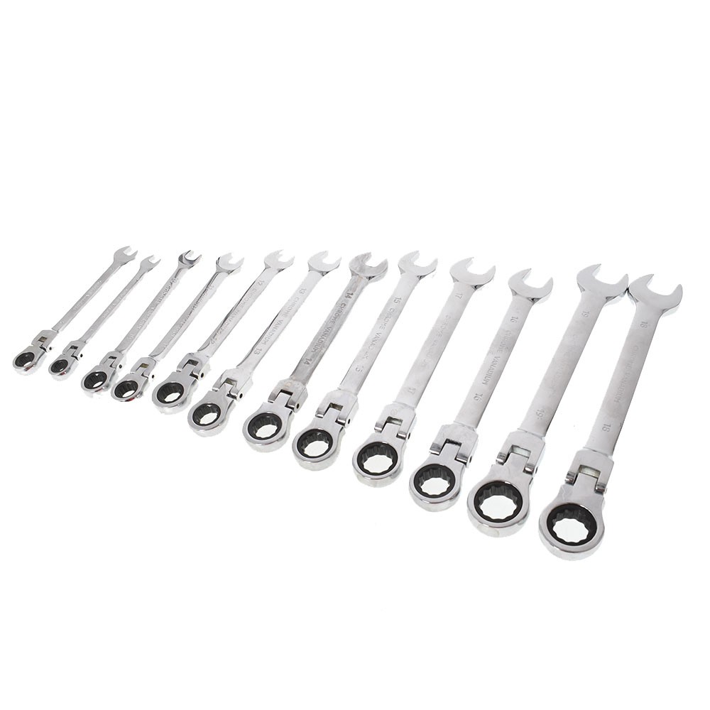 LABLT Metric Flexible Head Ratcheting Wrench Combination Spanner Tool Set 8-19mm