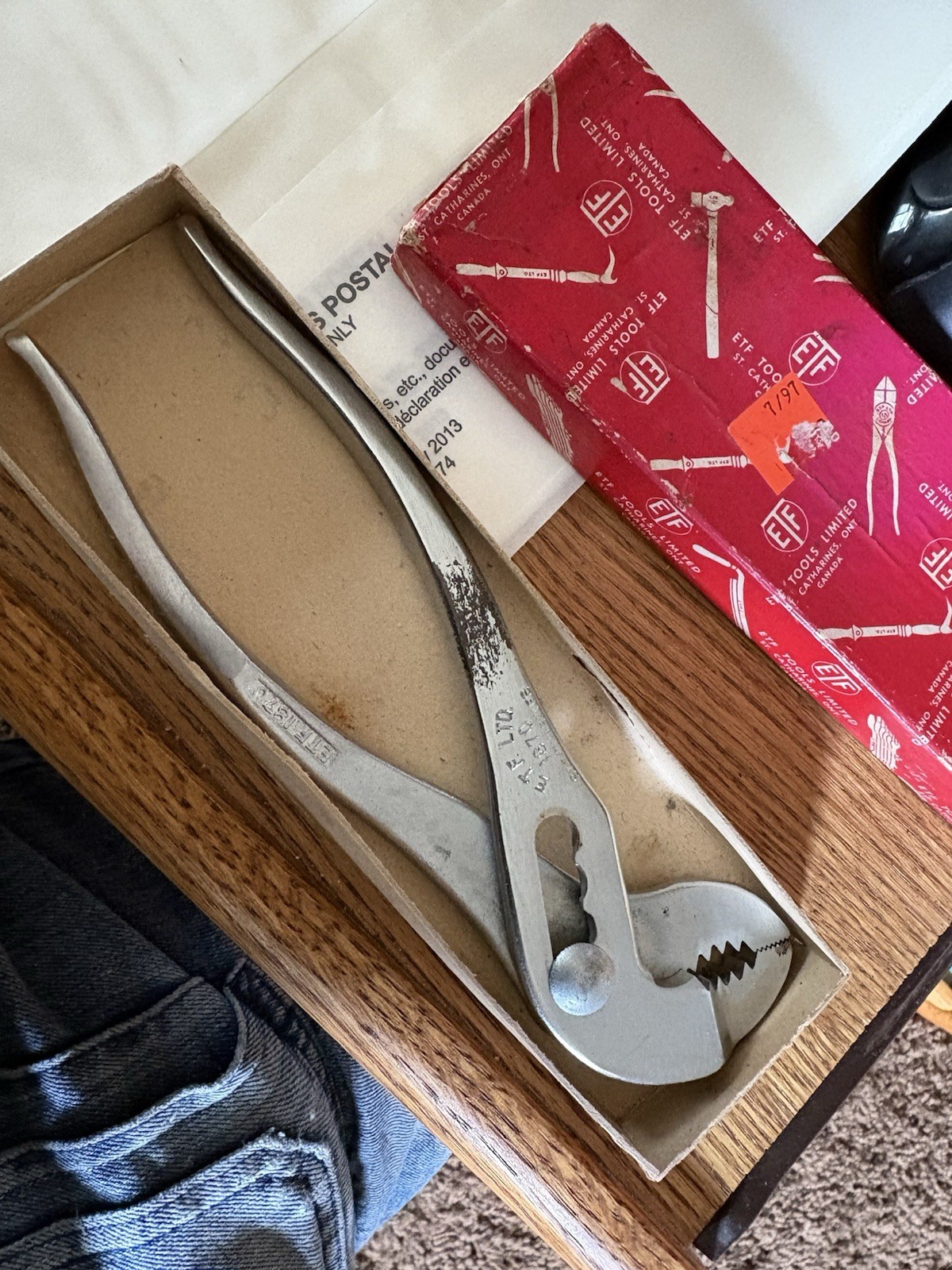 New ETF TOOLS 8”Slip Joint Pliers 1870 St. Catharines Canada Poly Chrome NIB