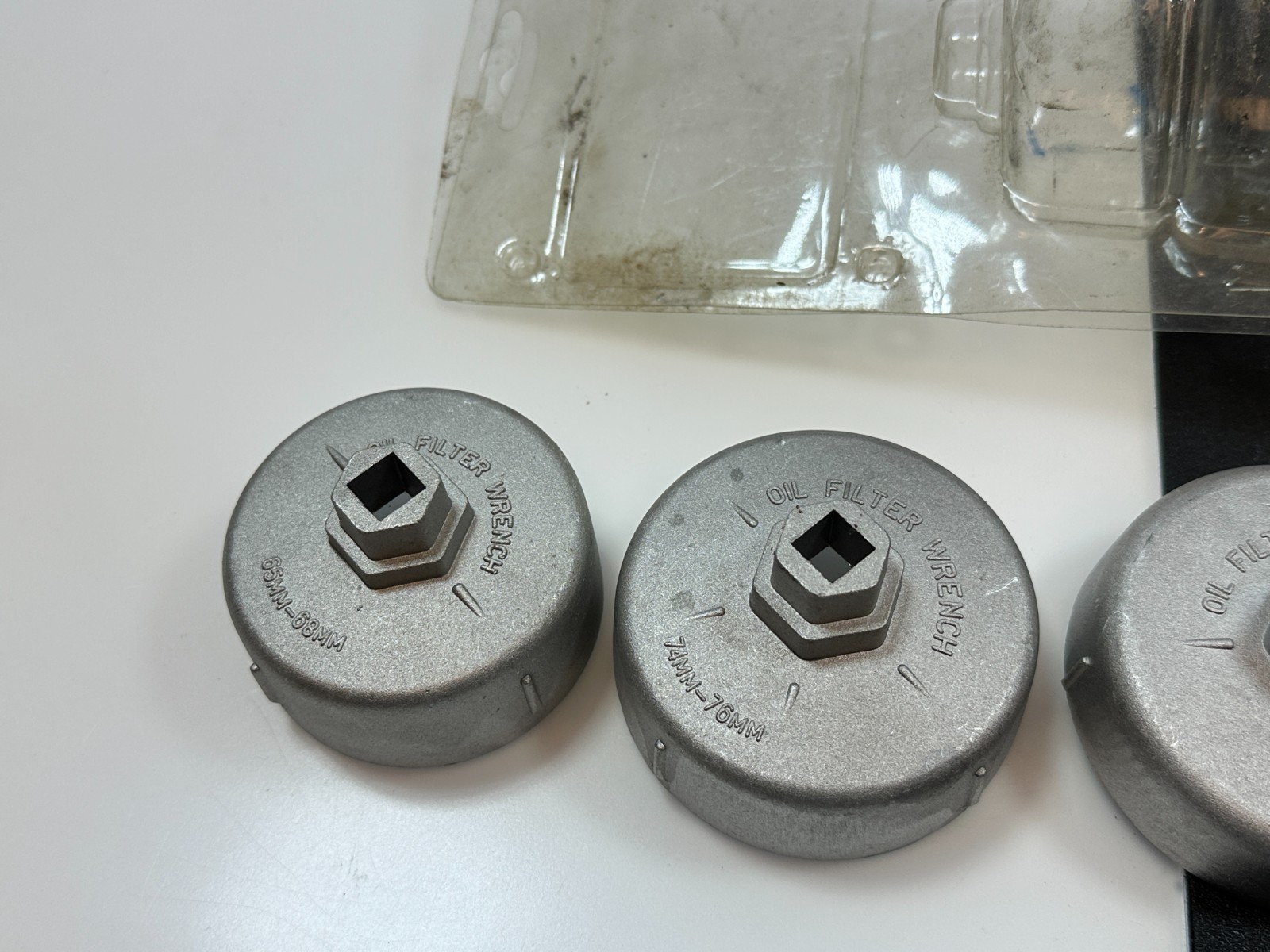 4pc Oil Filter End Cap Wrench Socket Set, 93mm, 80mm, 65mm-68mm, 74mm-76mm