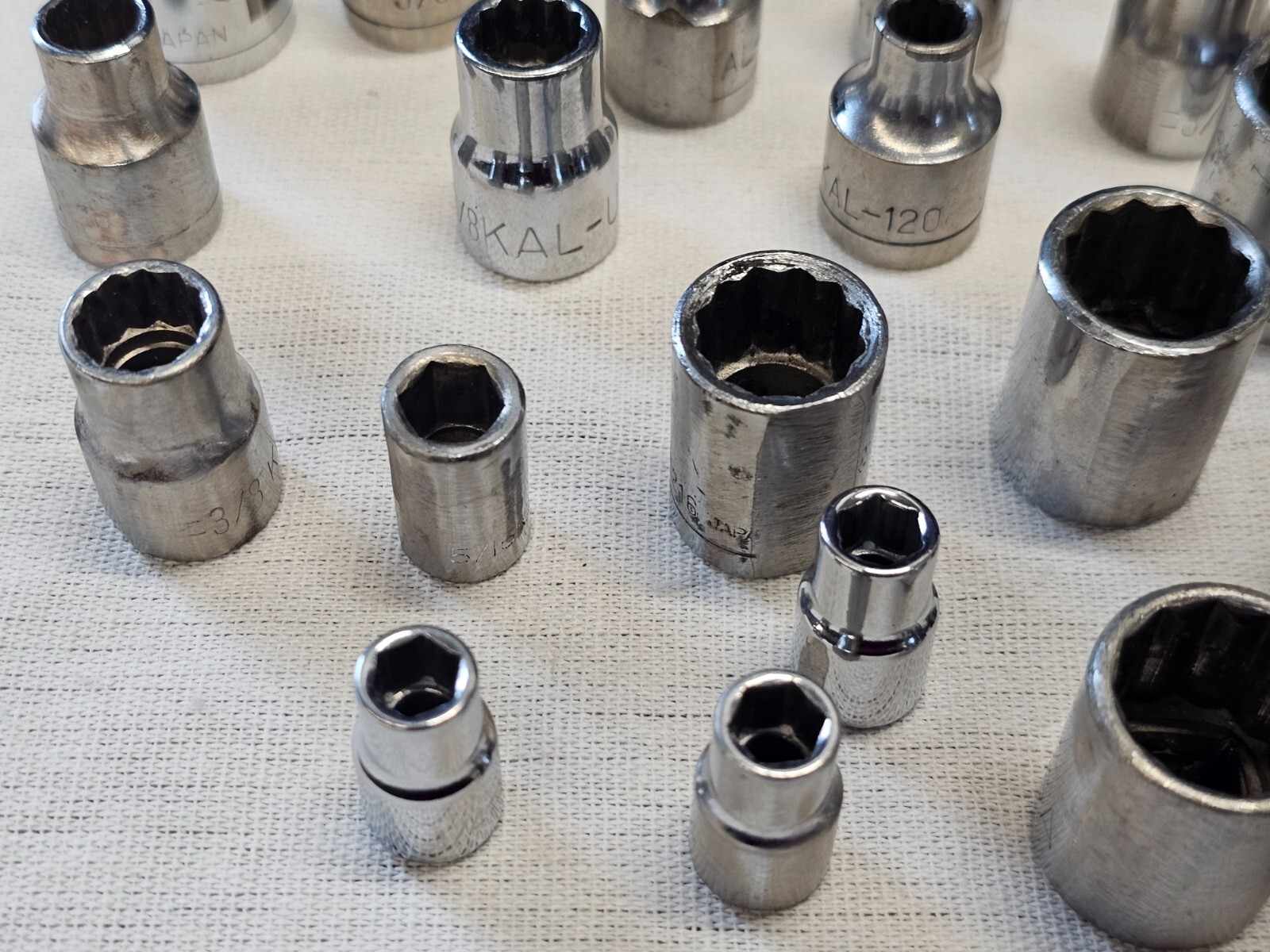 34 Kal 3/8″ 1/4″ Drive Sae Socket Set Ratchet 11/16 5/8 1/2 7/16 5/16 Japan USA