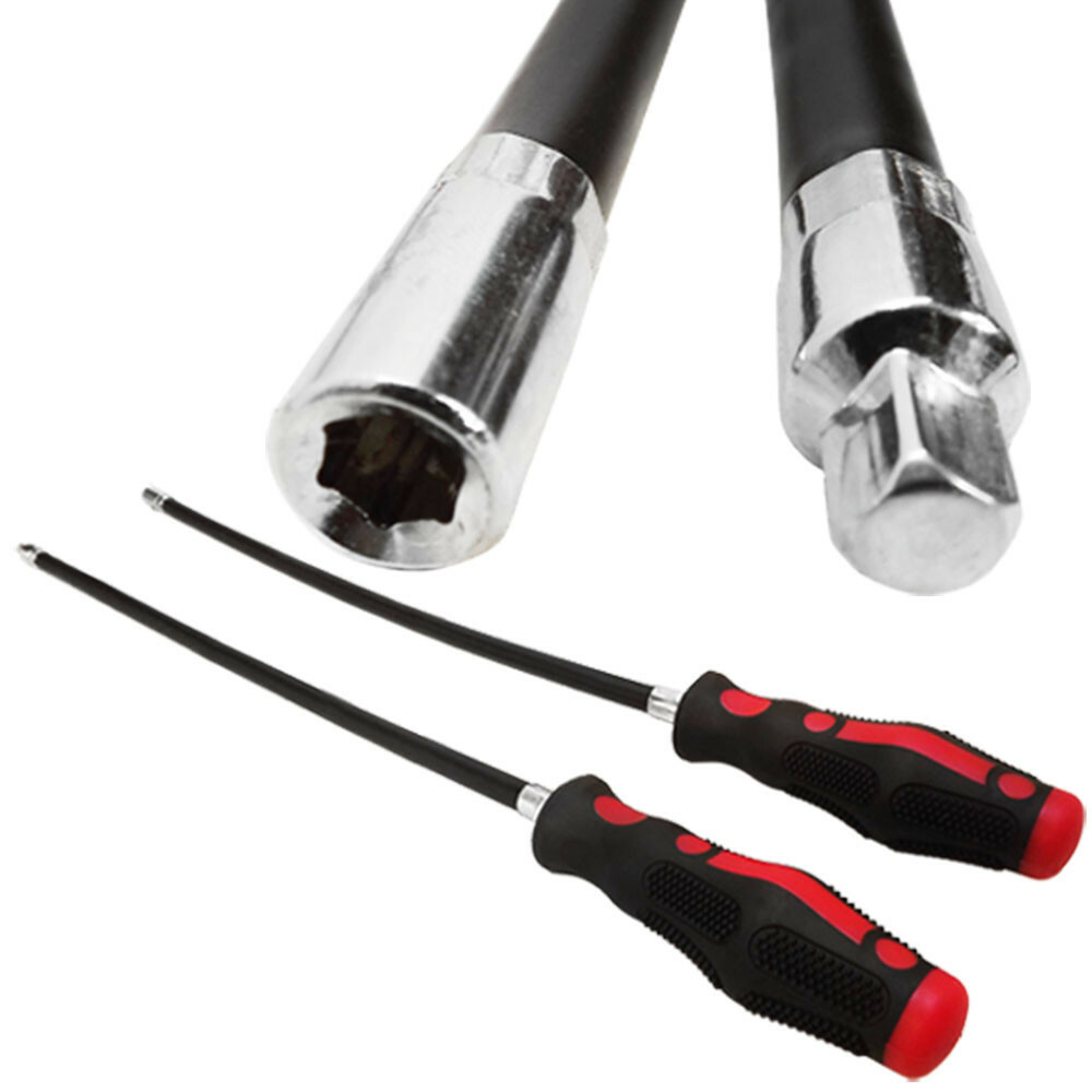 2 Pc Bendable Driver Set 20″ Long Reach Flexible 1/4» Socket Bits Driver Set