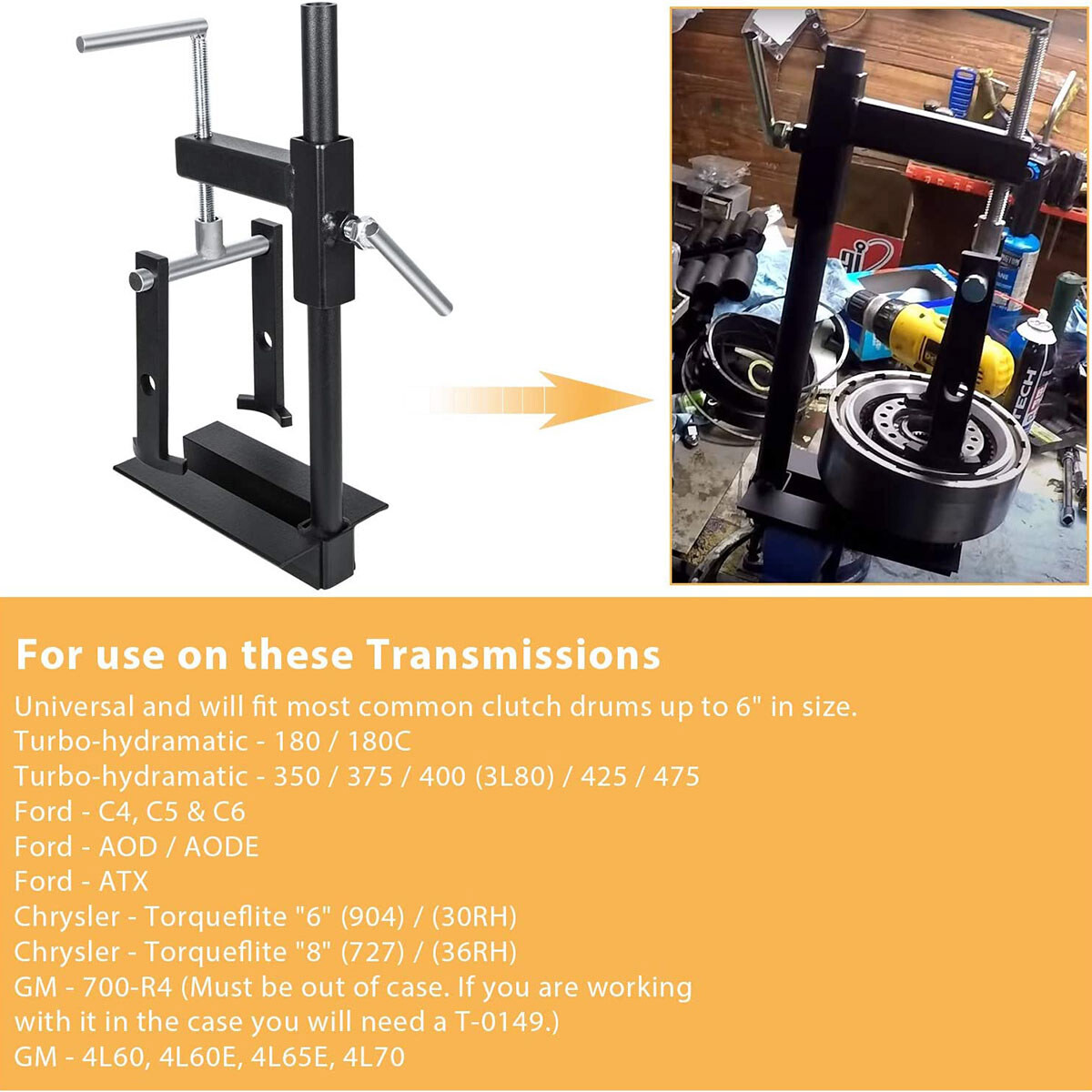 T-0158-HD Universal Clutch Drum Spring Compressor Transmission Tool for Ford GM