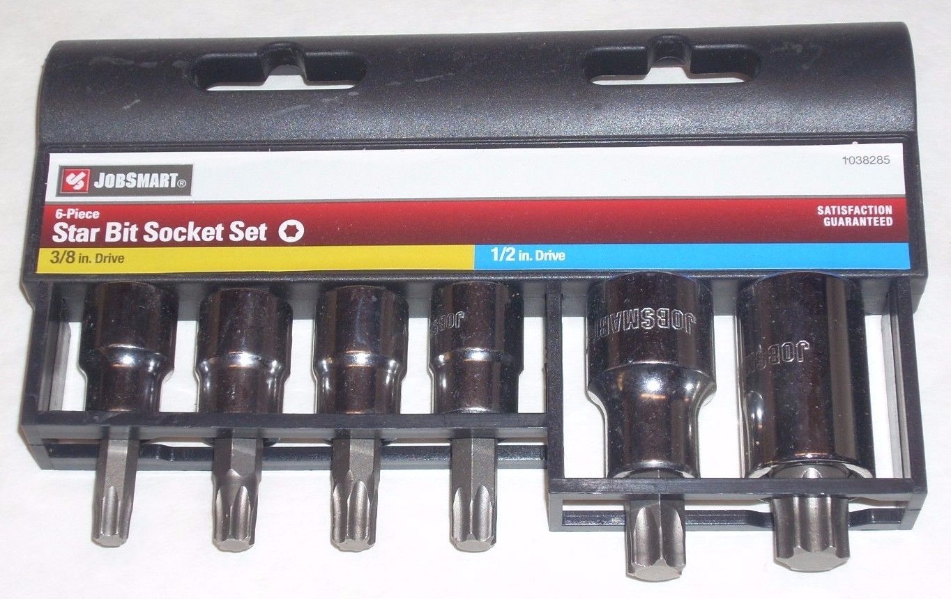 Jobsmart 1038285 6pc Star Bit Socket Set 3/8 & 1/2″ Drive T40-T60