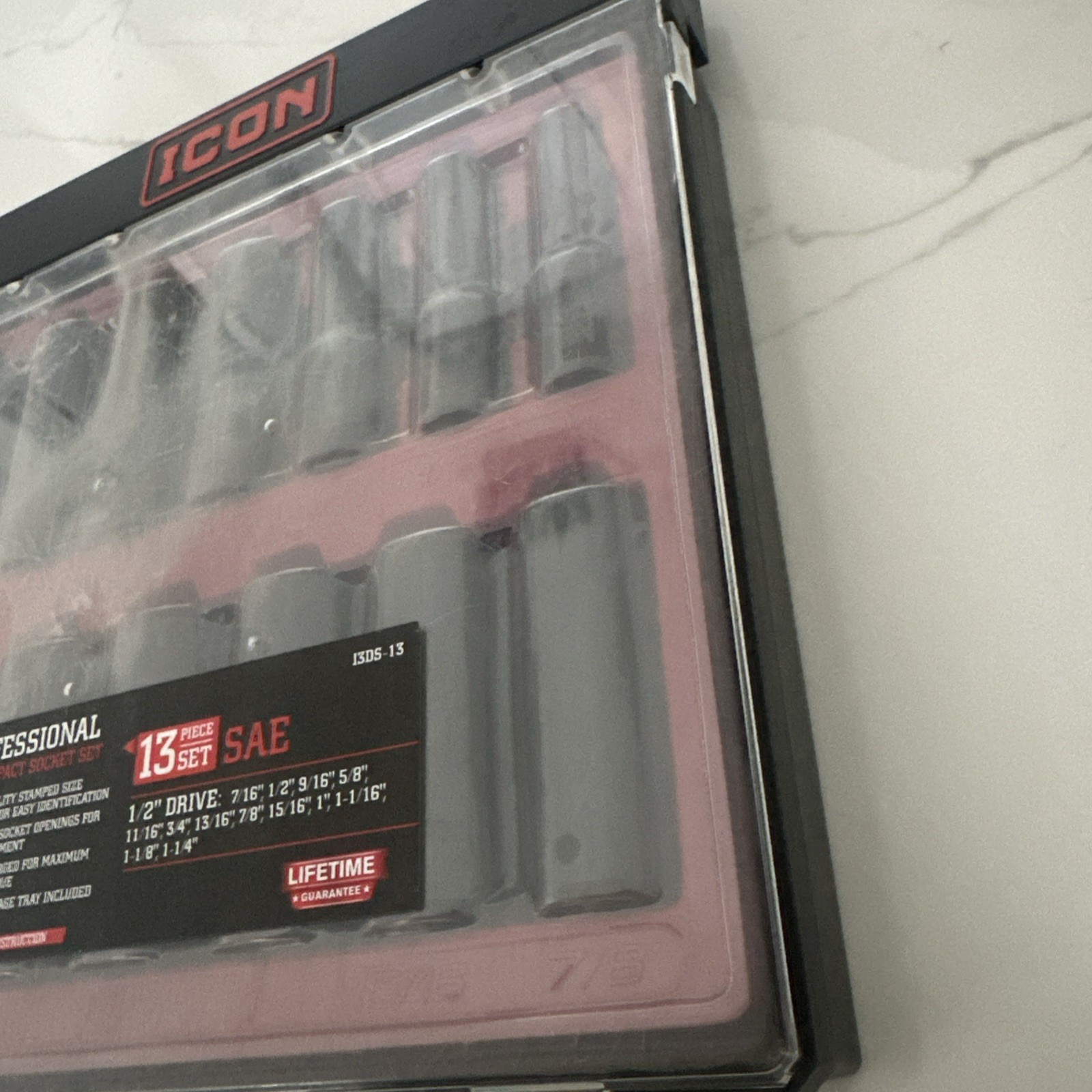ICON Deep Impact Socket Set 1/2″ Drive SAE 6 Point 13 Pc. 7/16” To 1-1/4” – New