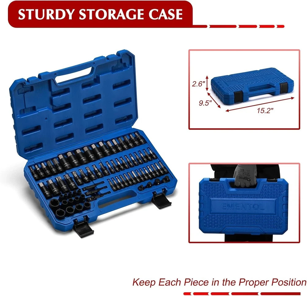 71-Piece 1/4″,3/8″ & 1/2″ Drive Torx Bit & Hex Bit Socket Set, Master SAE/Metric