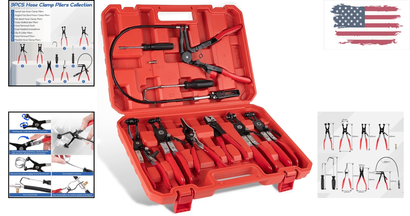 9PC Hose Clamp Pliers Set – Professional Automotive Tool for Easy Repairs