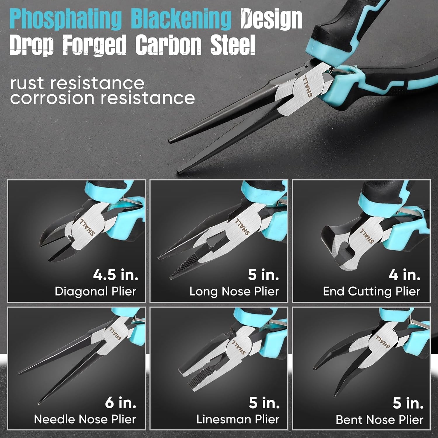SHALL Mini Pliers Set, 6-Piece Small Tool Set Includes mini, Black