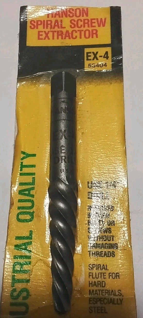 IRWIN-HANSON 53404 EX-4 #4 SPIRAL SCREW EXTRACTOR USA 🇺🇸