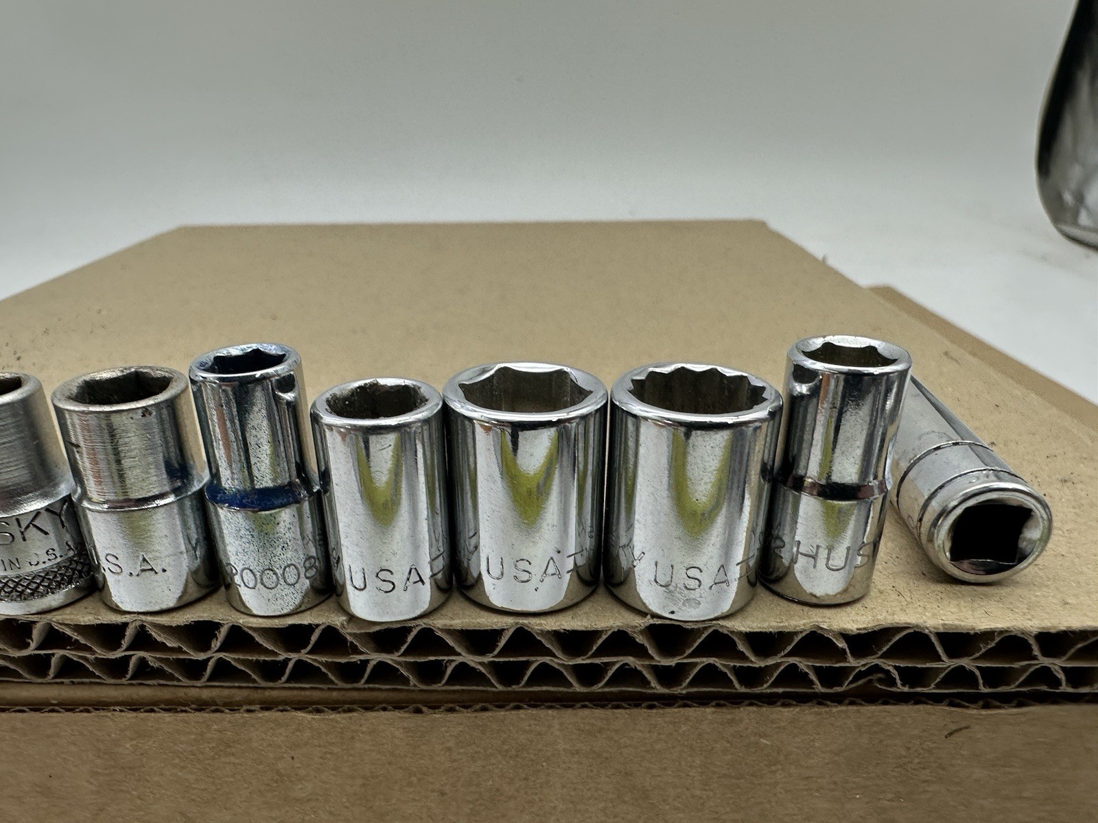 Set Lot of 11 Mixed Husky USA SAE Metric 1/4″ Drive Sockets Assorted Sizes