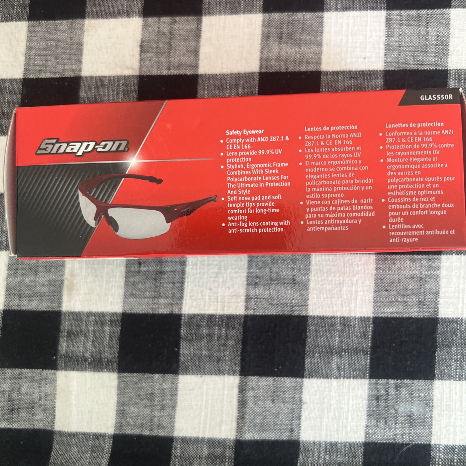 *New *Snap-On Tools *Safety Eyewear *Safety Glasses *Red *Model #GLASS50R