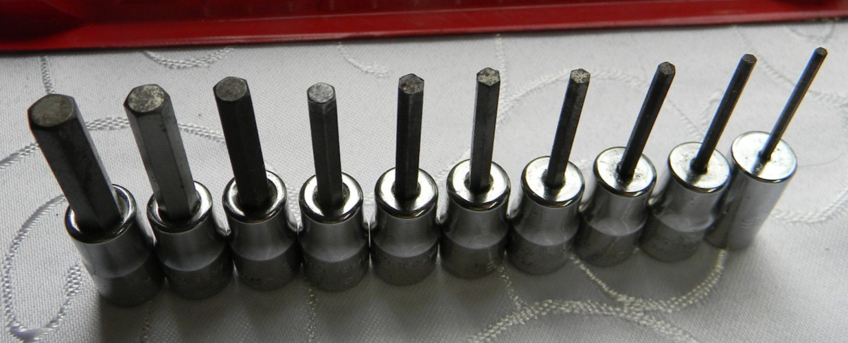 SNAP-ON 1/4″ DR 10PC SAE HEX DRIVER BIT SOCKET SET 1/16″-1/4″ #110ETMAY IN TRAY