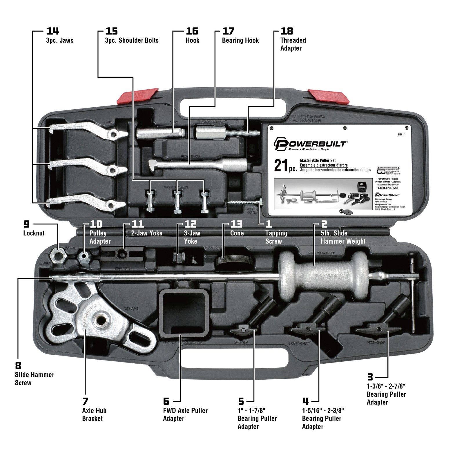 Powerbuilt 21 Piece Master Axle Puller Kit – 648611