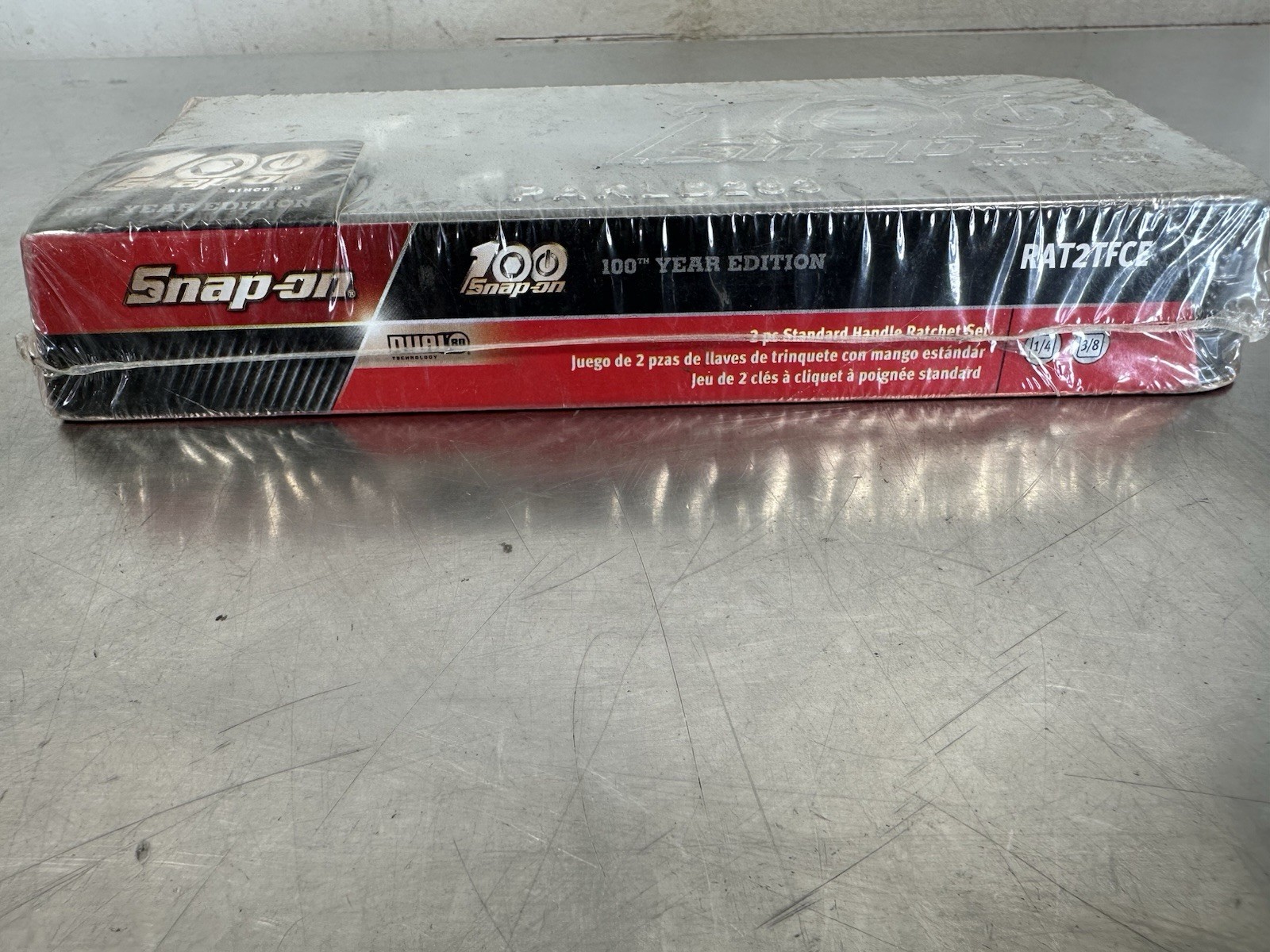Snap On NEW 100th Anniversary 2pc Mix Drive Chrome Ratchet Set RAT2TFCE
