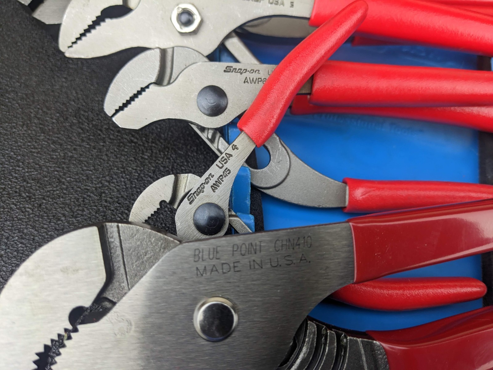 #bp054 Snap-on Tools USA NEW RED Adjustable Joint Pliers Foam Set PLAJ600FR