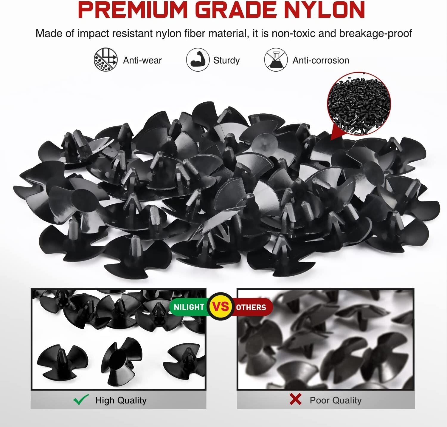 Nilight 50Pcs 8.7mm Hole Hood Insulation Push-Type Retainer Clips