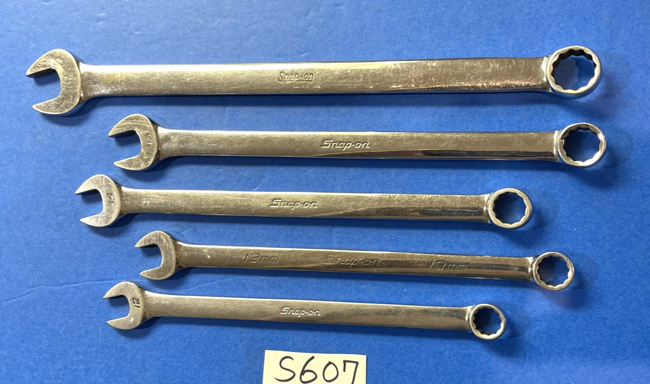 SNAP-ON TOOLS 5 PIECE METRIC EXTRA LONG COMBINATION WRENCHES 12mm 13, 14, 15, 18