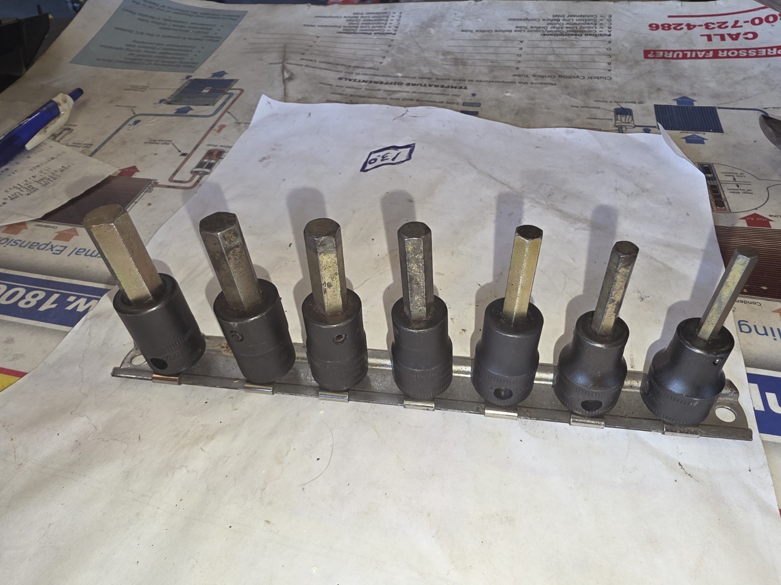 Snap On 7 Piece 3/8″ Drive Metric Hex Bit Socket Set 4MM To 10mm