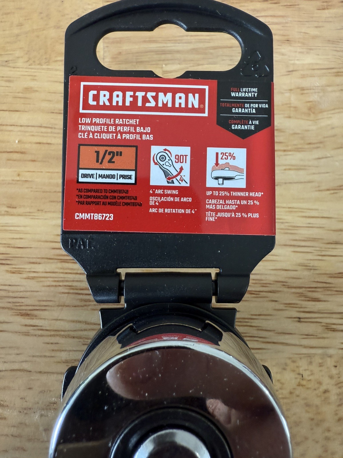 Craftsman 90-Tooth (90T) Low Profile 1/2 in. Socket Drive Ratchet #CMMT86723 NEW