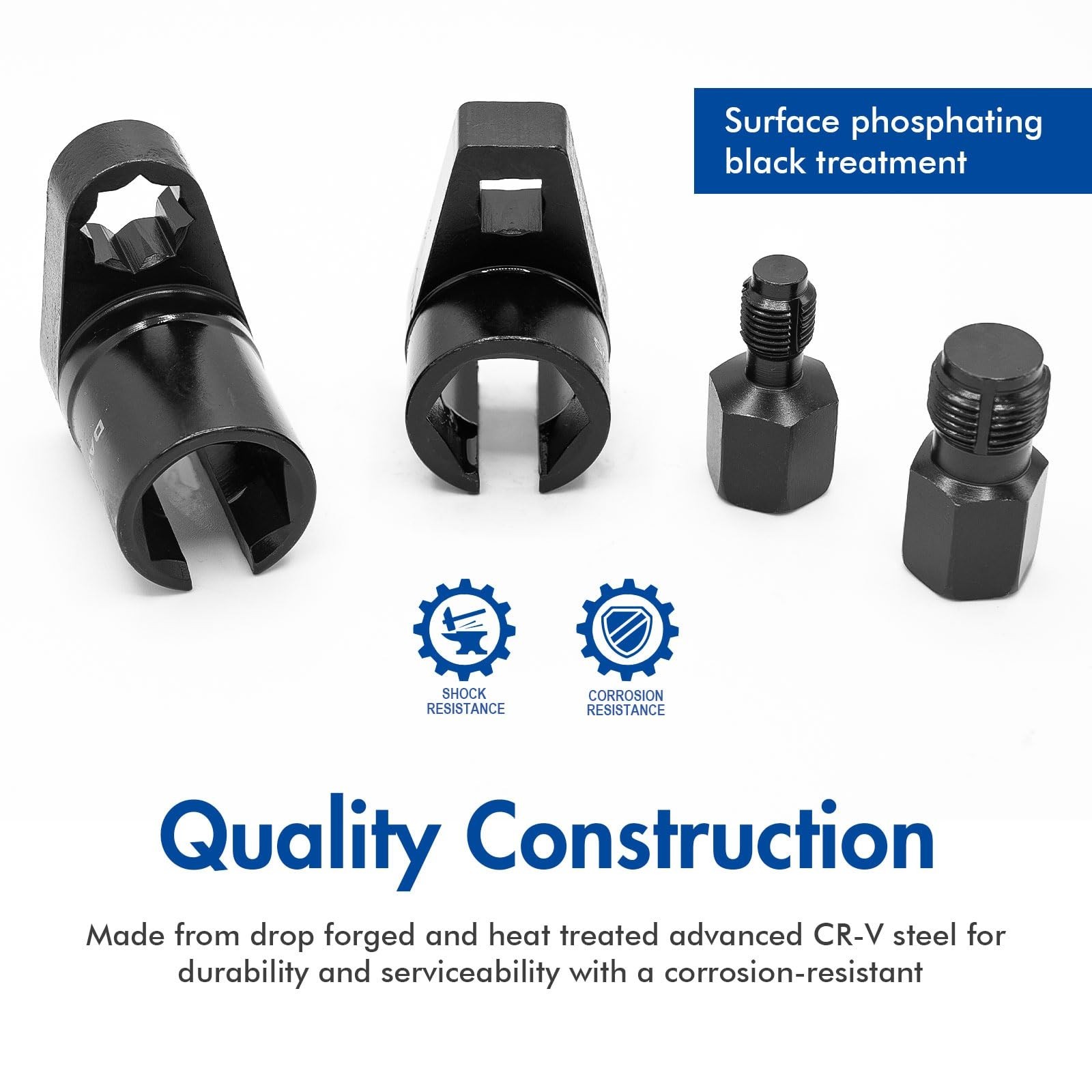 DAKCOS 5pcs Oxygen Sensor Socket Set, 1/2″ 3/8″ Drive 22mm(7/8″) Lambda Sensor