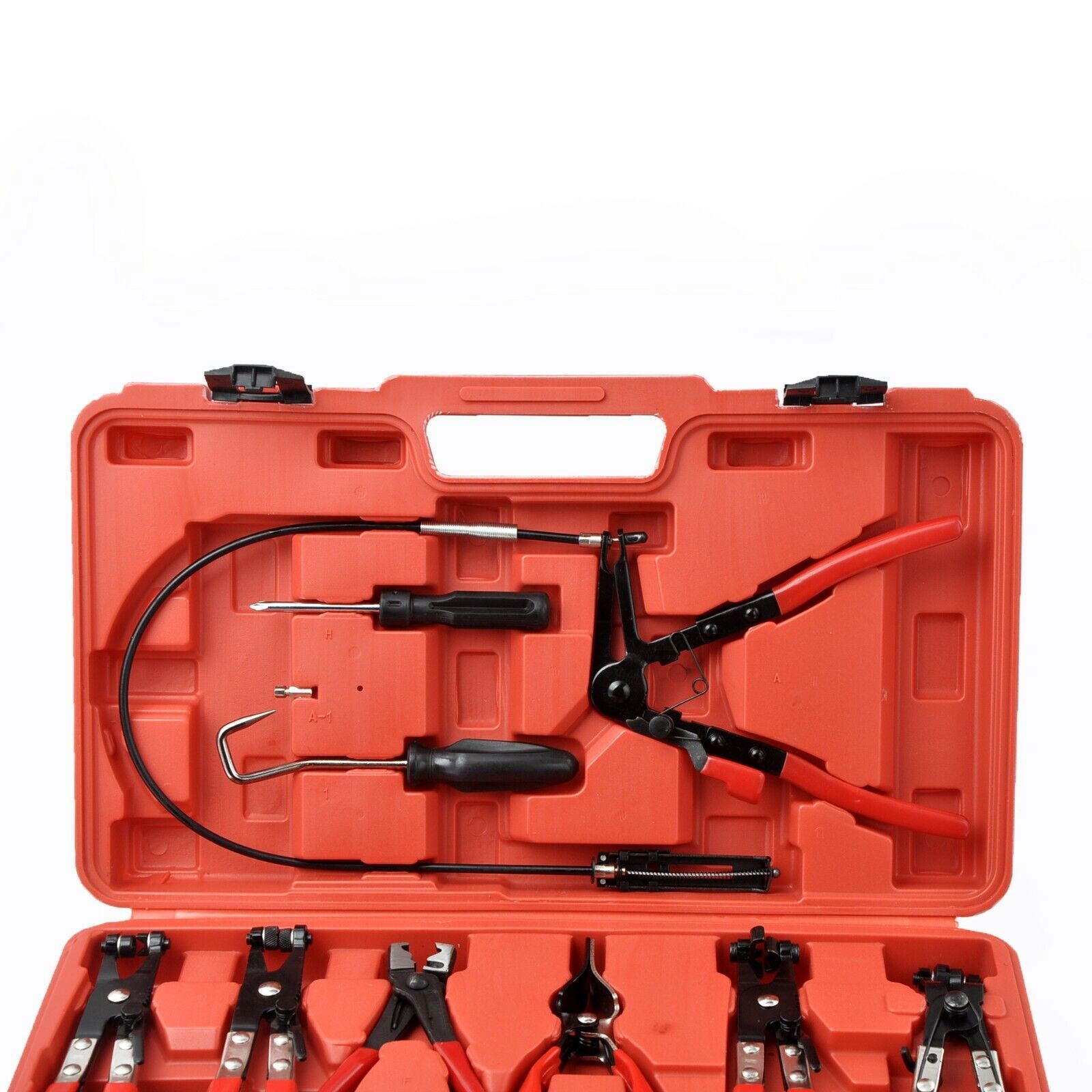 Pro 9PC Hose Clamp Clip Plier Set Swivel Jaw Flat Angled Band Automotive Tools