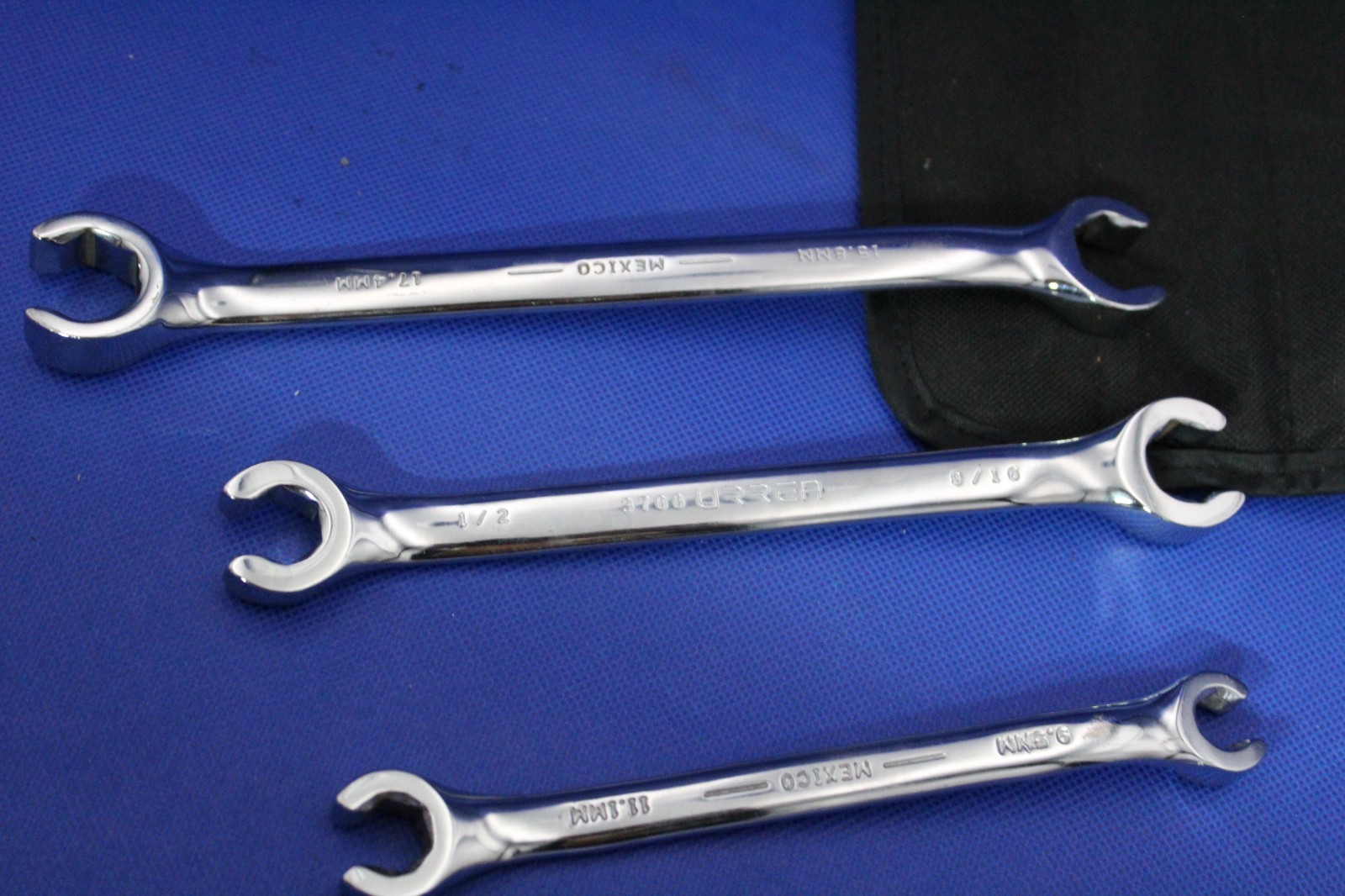 URREA 3760 Full Polished Flare Nut Wrenches, Set of 3Pieces, standard