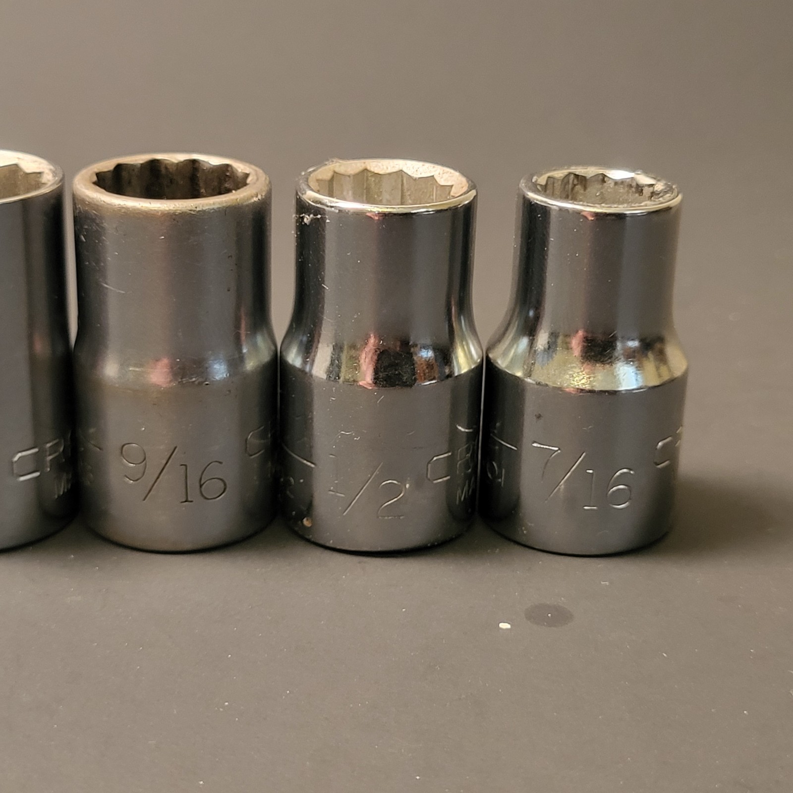 Craftsman made in USA 9 piece 1/2” dr socket set 12 pt 7/16” to 15/16”