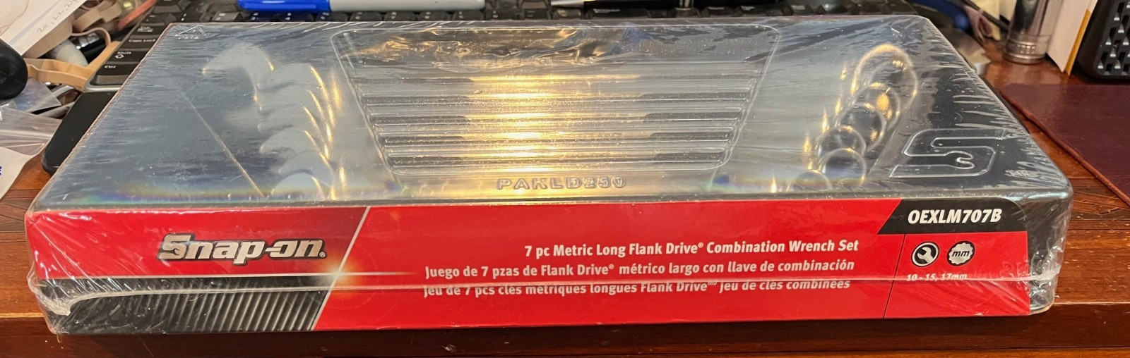 Snap-on OEXLM707B 7 Piece Metric Long Combination Wrench Set 10-17mm, Brand New