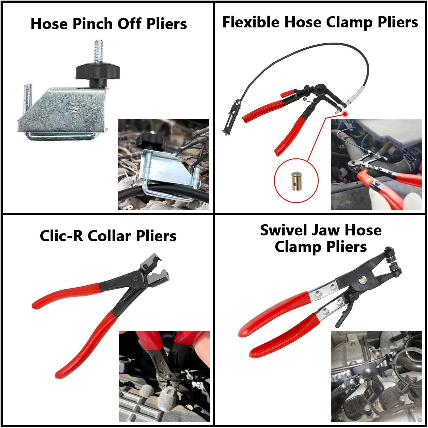 DP-TOOL Hose Clamp Pliers Set 15pcs Removal and Installation Red USA
