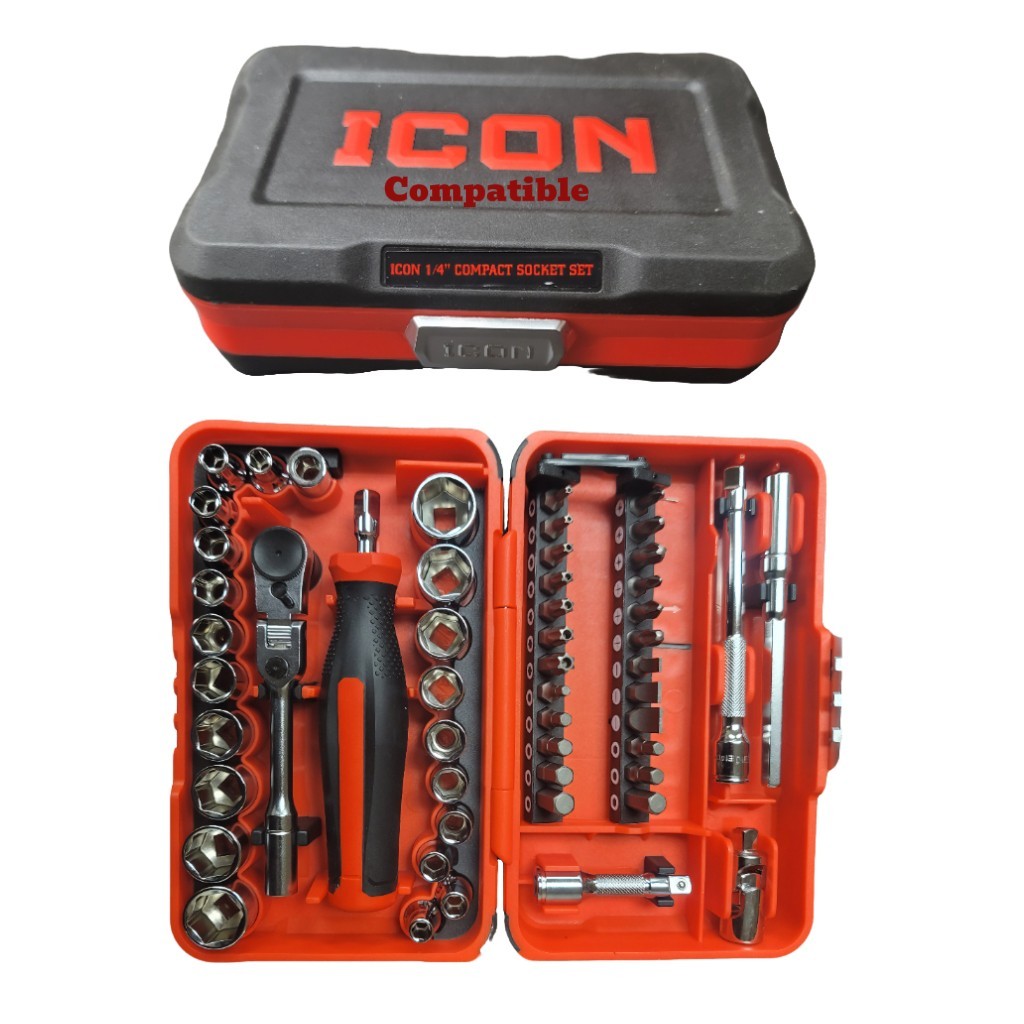 Compact Socket and Bit Set – 52 Piece Professional Grade – Compatible with ICON