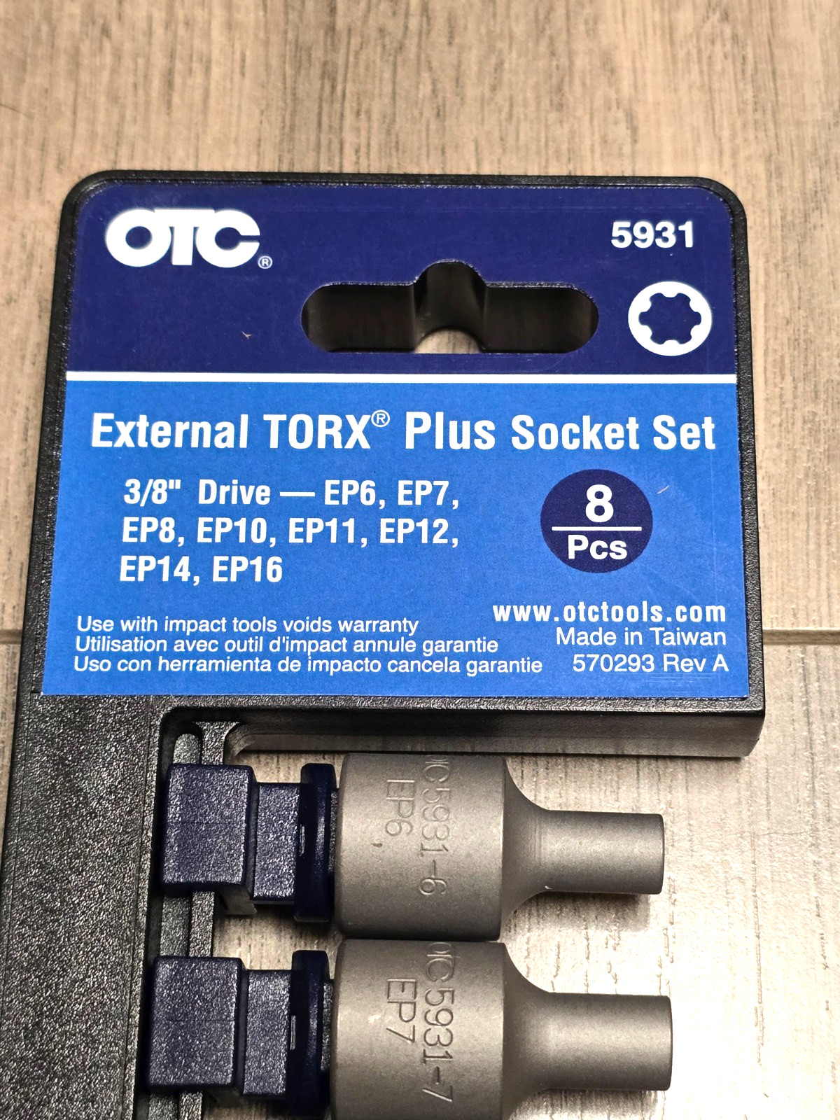 OTC Tools 5931, 8pc 3/8 dr External Torx/ Star Plus Socket Set EP6-EP16