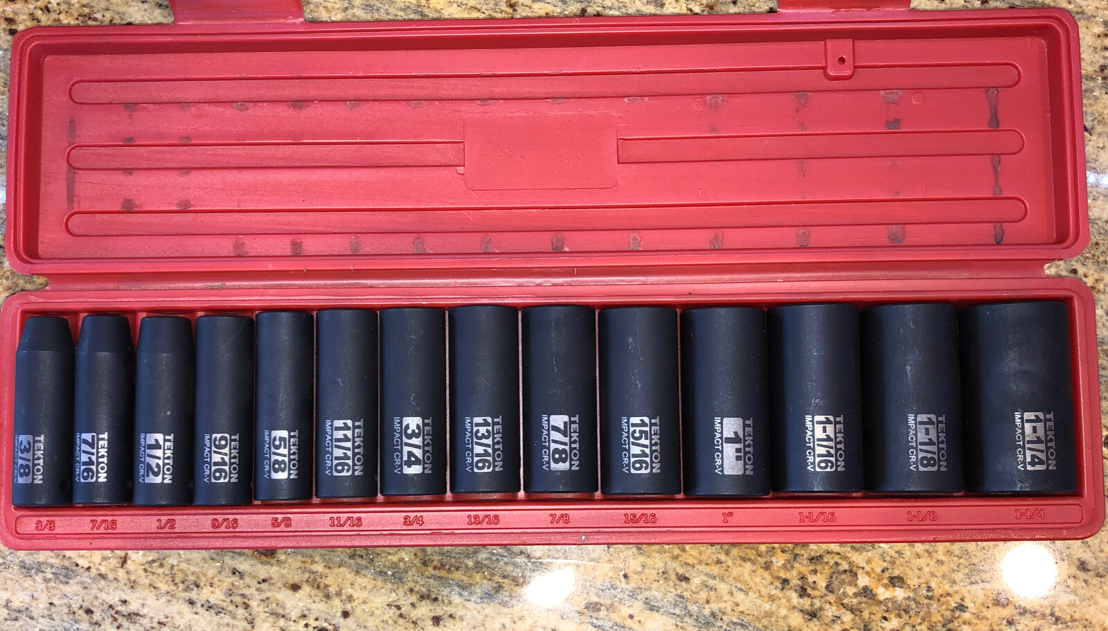 14 Pc Piece 1/2 Inch Drive Deep Impact Socket Set 6 Point 3/8” to1-1/4” Standard