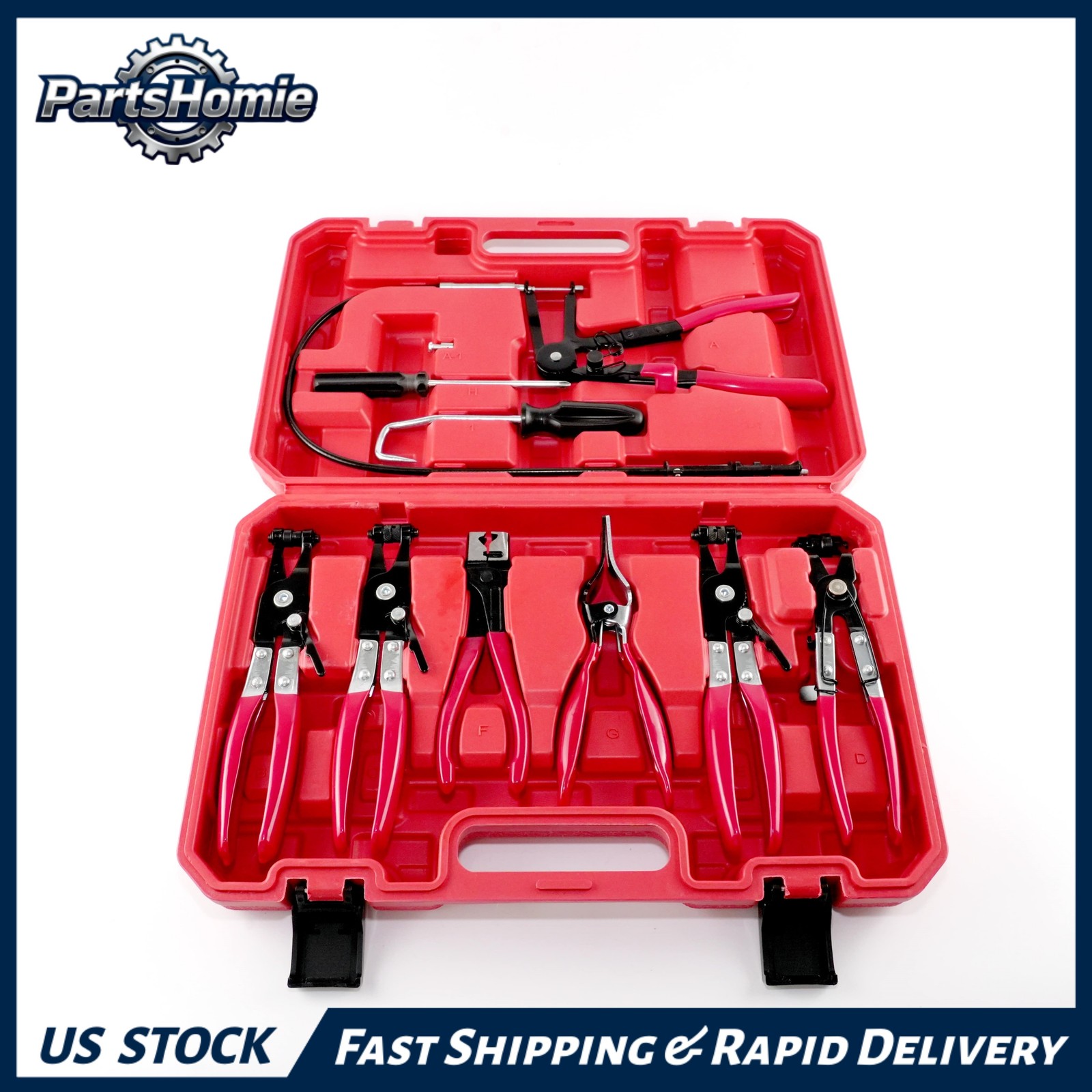 NEW Flexible Long Reach Hose Clamp Remover Pliers Set For Fuel Oil Water Hoses