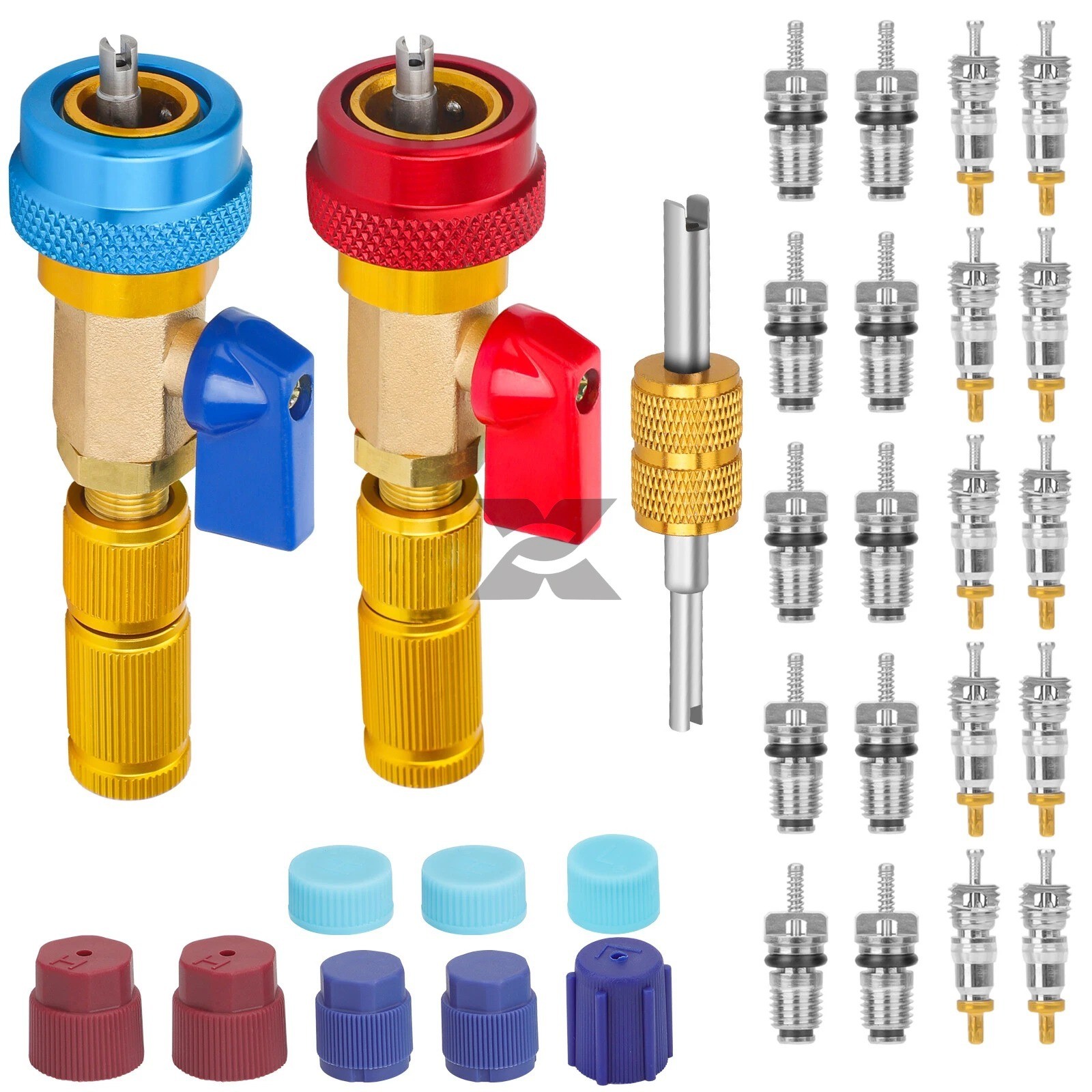 Car A/C System Valve Core Quick Remover Installer Tools High Low Pressure