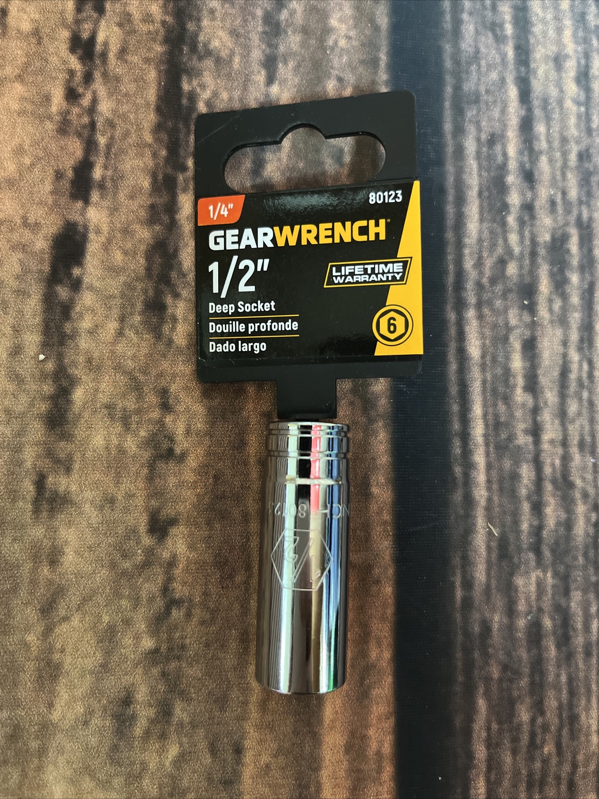 GearWrench 80123 1/4″ Drive 6 Point Deep SAE Socket 1/2″