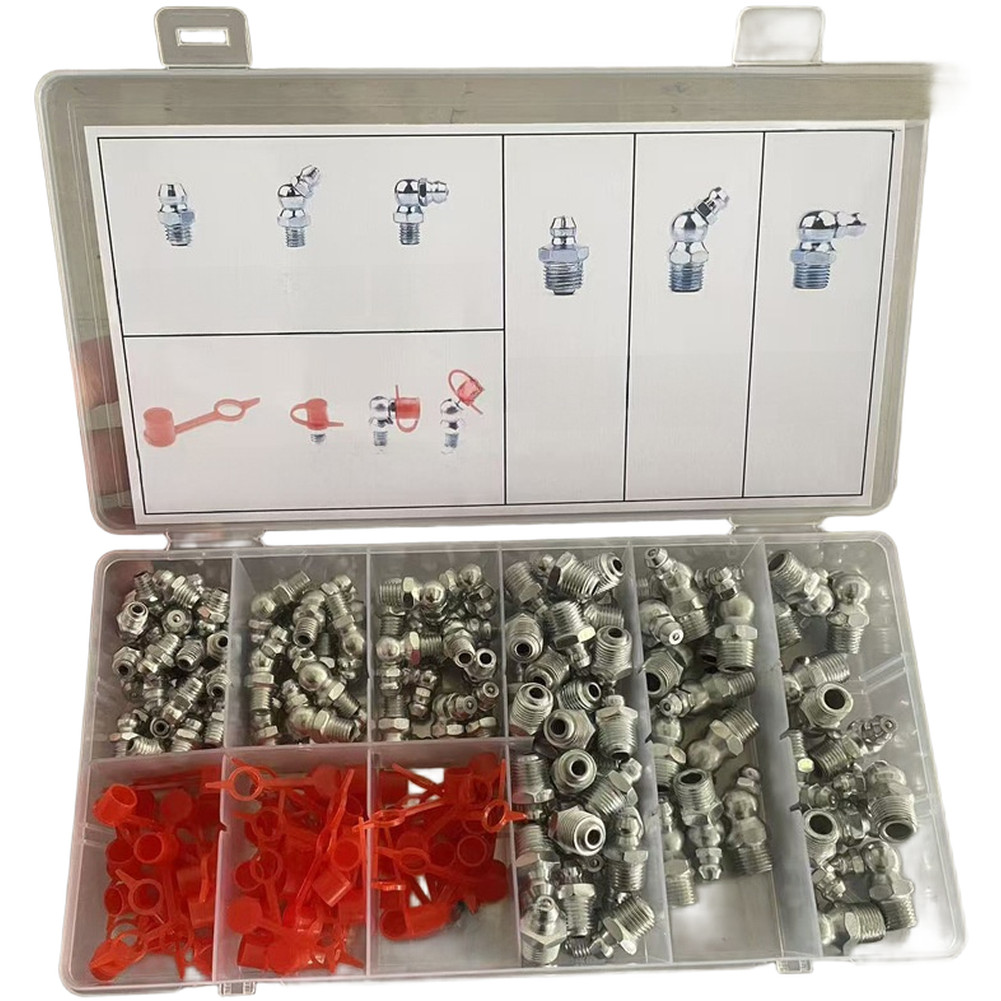 SAE 120 PCS Grease Fitting Set with 90 Degree and 45 Degree Zerks for Tool Use