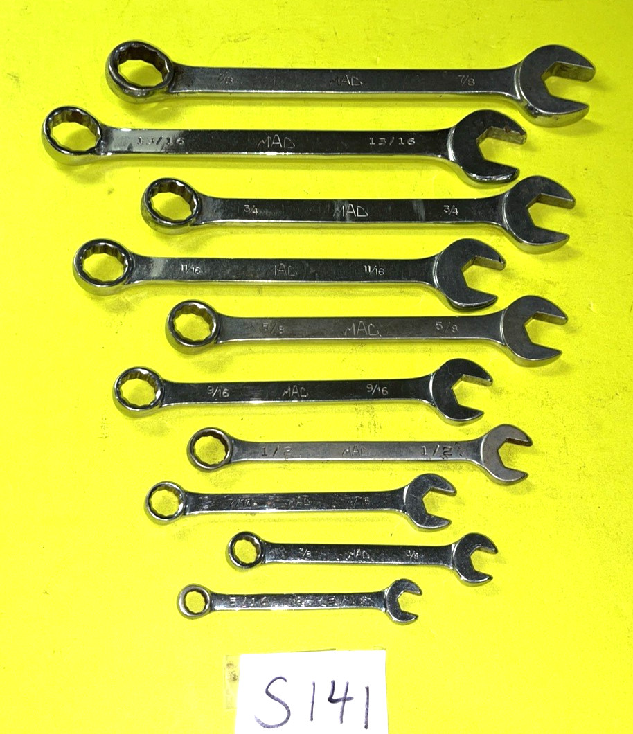 MAC TOOLS 10 PIECE SAE. STANDARD COMBINATION WRENCH SET 12 POINT 5/16 TO 7/8