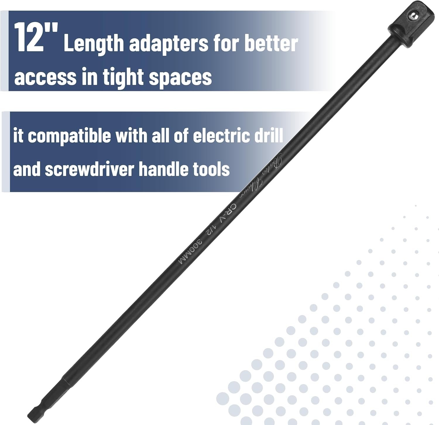 Impact Socket Adapter Set, 3 pcs, 12-Inch, 1/4″, 3/8″, 1/2″
