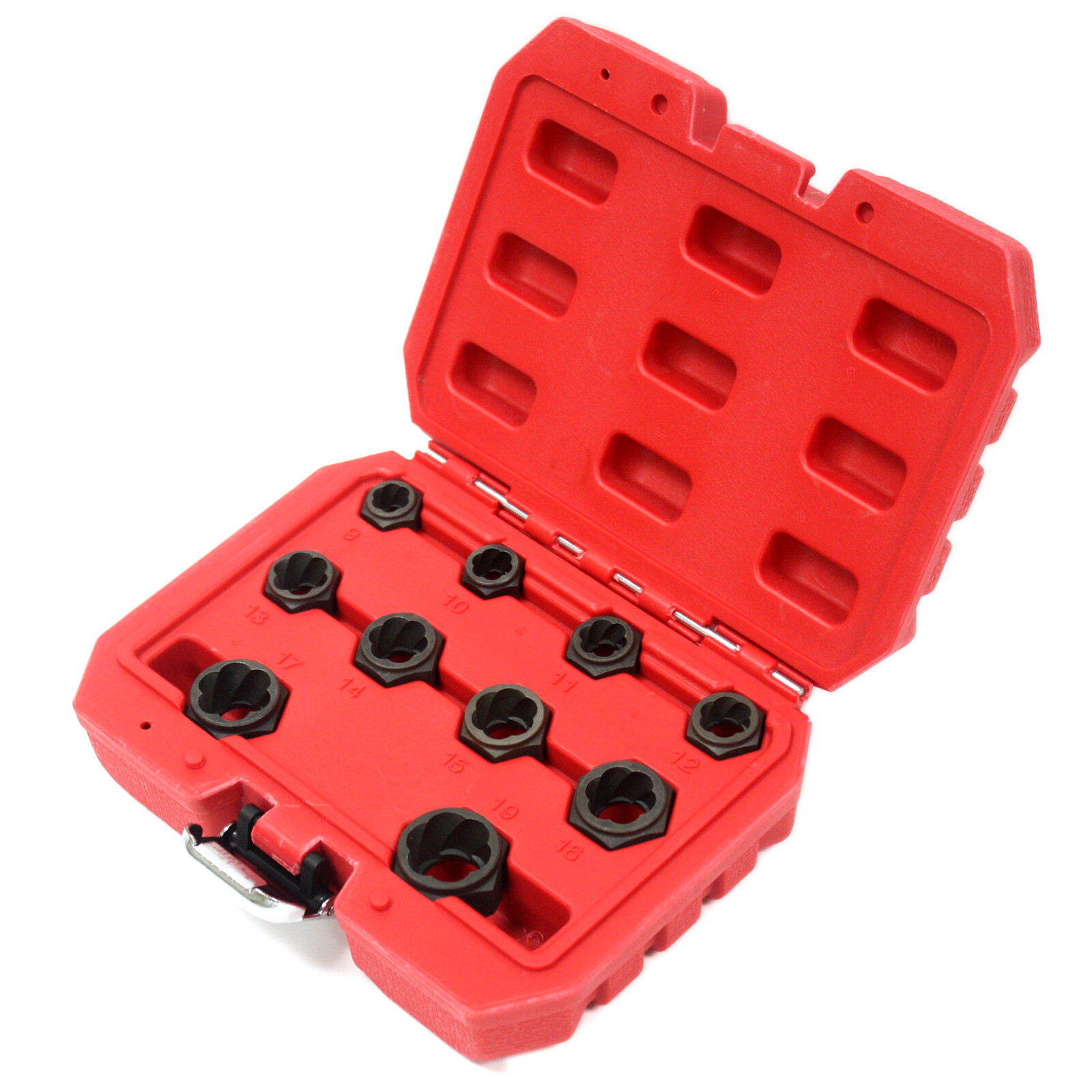 10pc 9 – 19mm Low Profile Damaged Broken Rounded Stud Nut Bolt Remover Twist Set