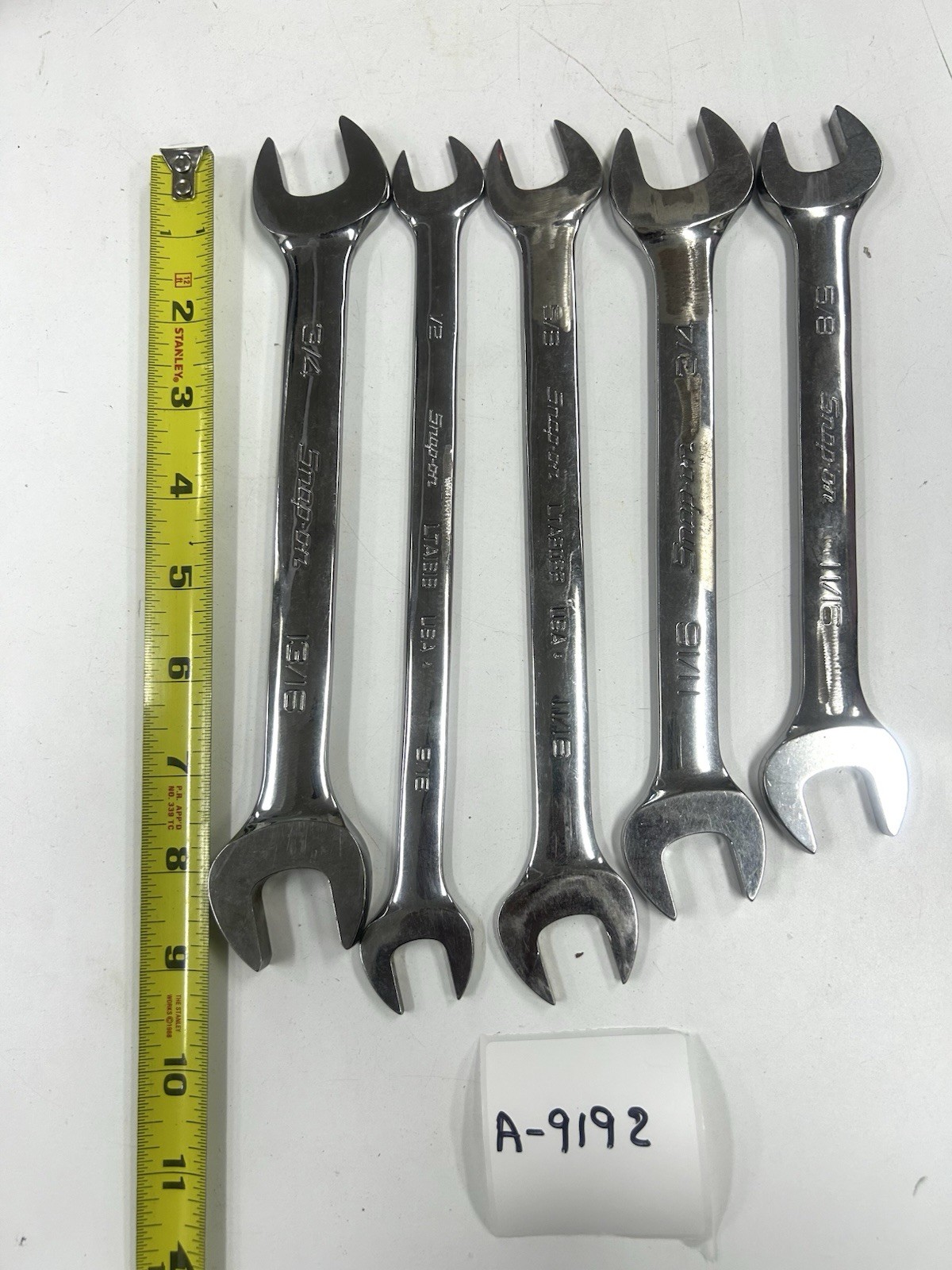 A-9192 Snap-on 5 Pc SAE Double Open End Wrench Set 1/2”–13/16” USA