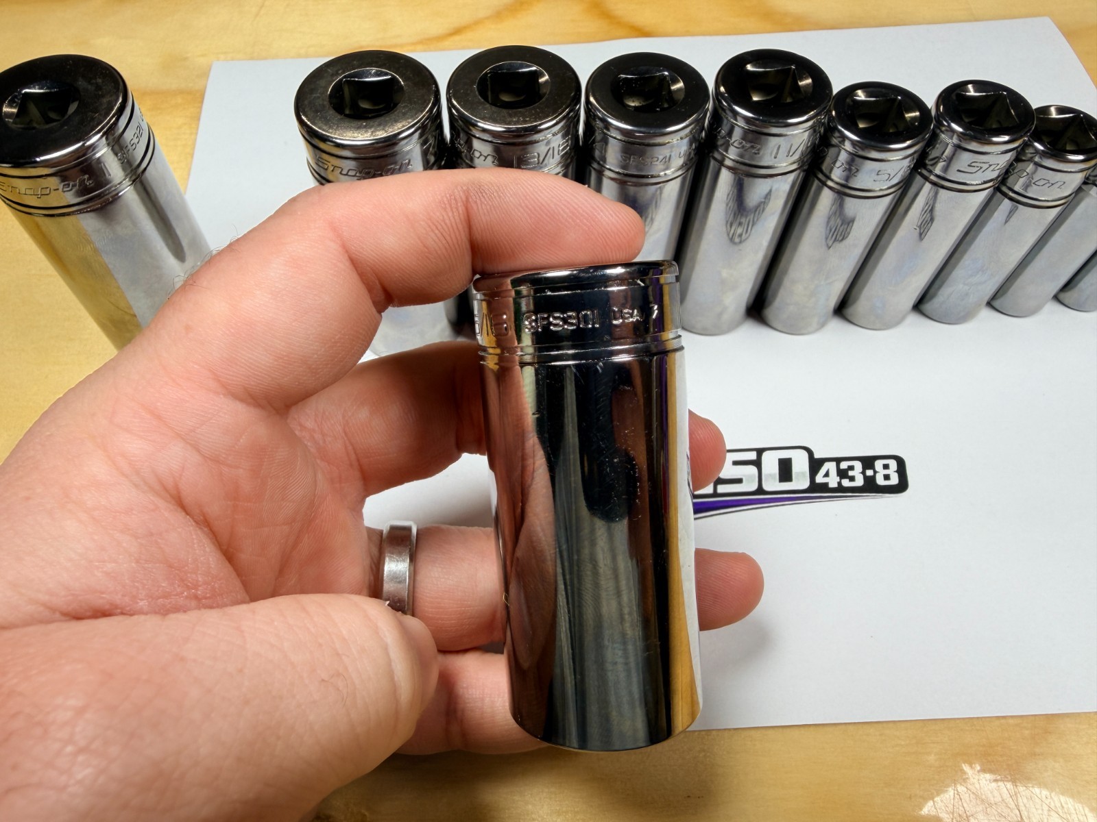 Snap-on Tools NEW 13pc 3/8″ Drive SAE 6pt Chrome Deep Bonus Socket Set 213SFSY