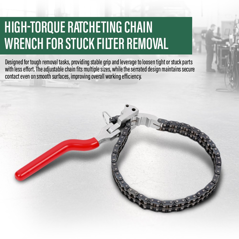 Chain Type Oil Filter Wrench Spanner 13.8in Chain Wrench Oil Filter Removal Tool