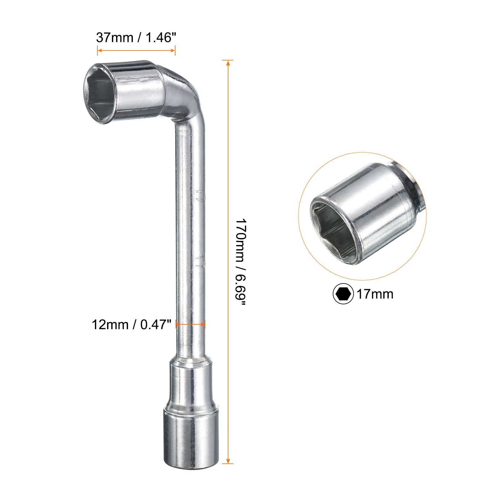 l Shaped Angled Hex Socket Wrench 17mm Double Ended Socket Spanner
