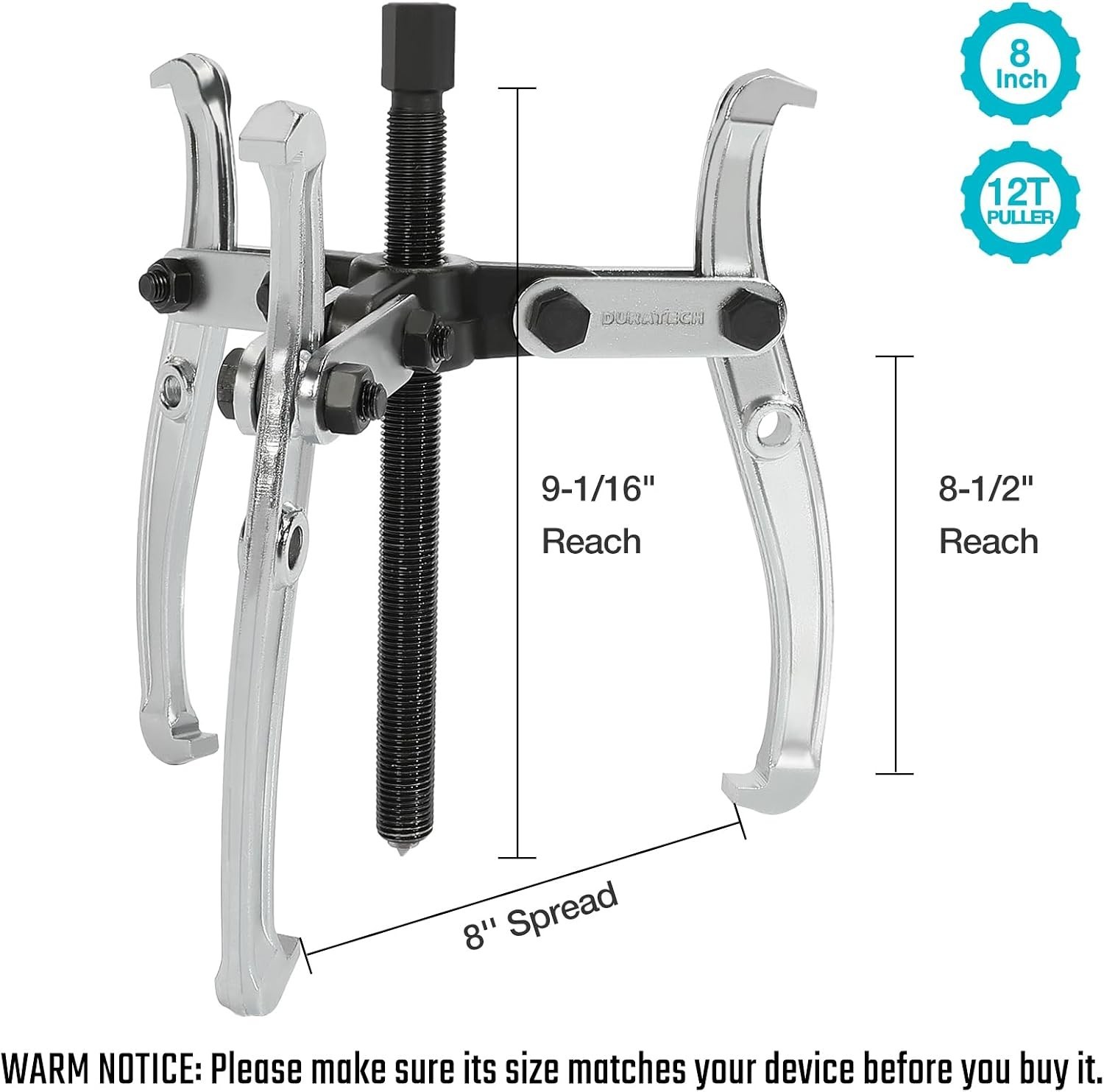 8-Inch 3-Jaw Gear Puller, Removal Tool for Gears, Pulleys, Bearings and Flywh…