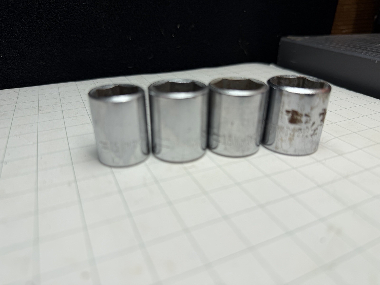 Lot of 9 Thorsen USA Metric 3/8 drive sockets, 19, 18, 17, 15, 13, 11, 10, 9, 7