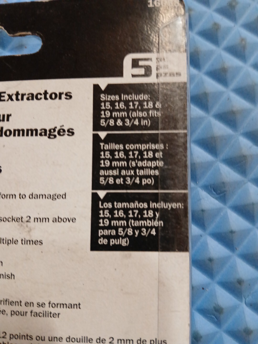 Titan 5 Piece Damaged Bolt Extractors 15, 16, 17, 18, 19mm